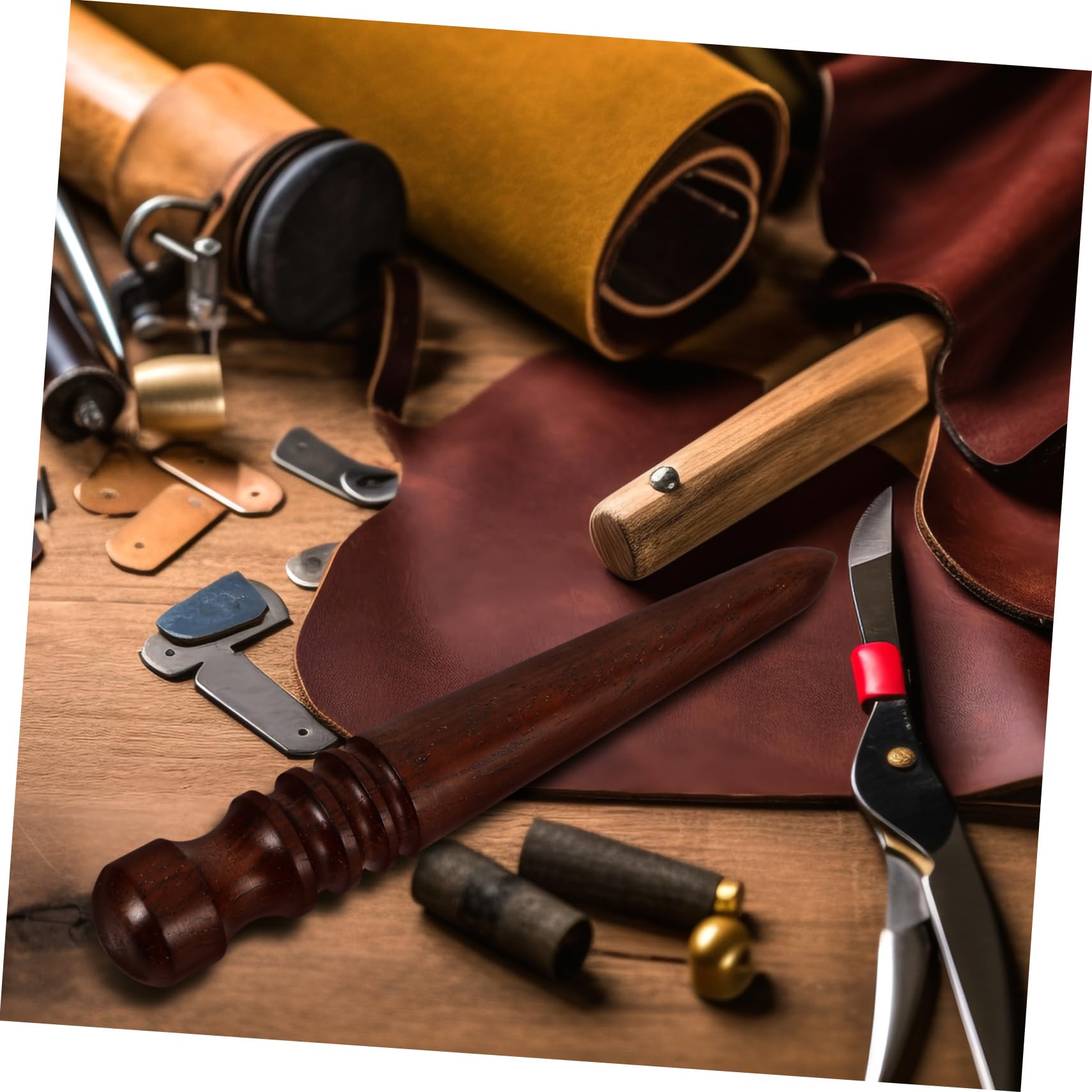 Set di 3 Lucidatori per Pelle in Legno, Strumenti per Lucidare, per
