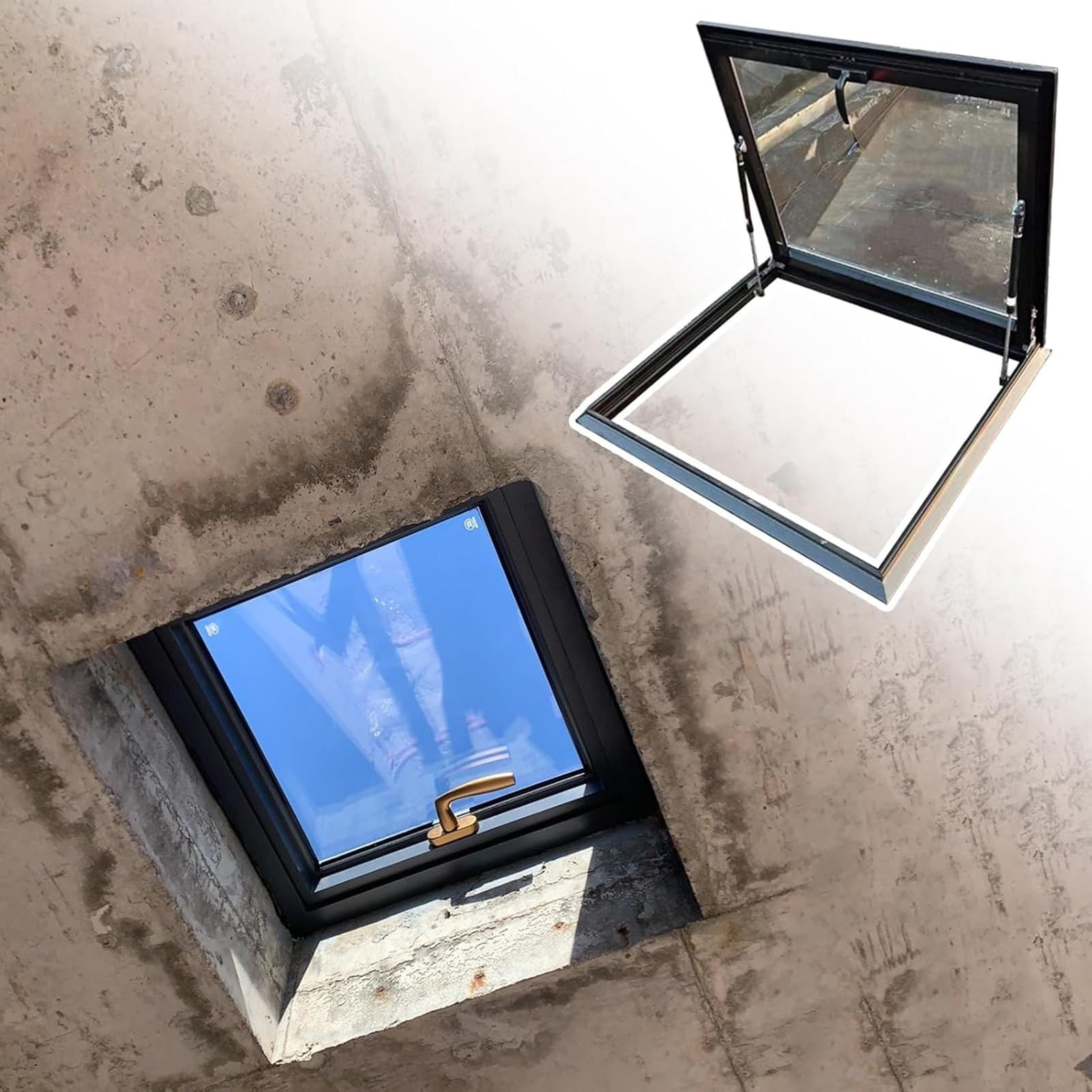 Hzimhnhi One Color 1Pc Aluminum Alloy Skylight Roof Access Hatch - Customizable Venting Deck Viewing Window Cover For Sunroom And Attic(80X100cm)