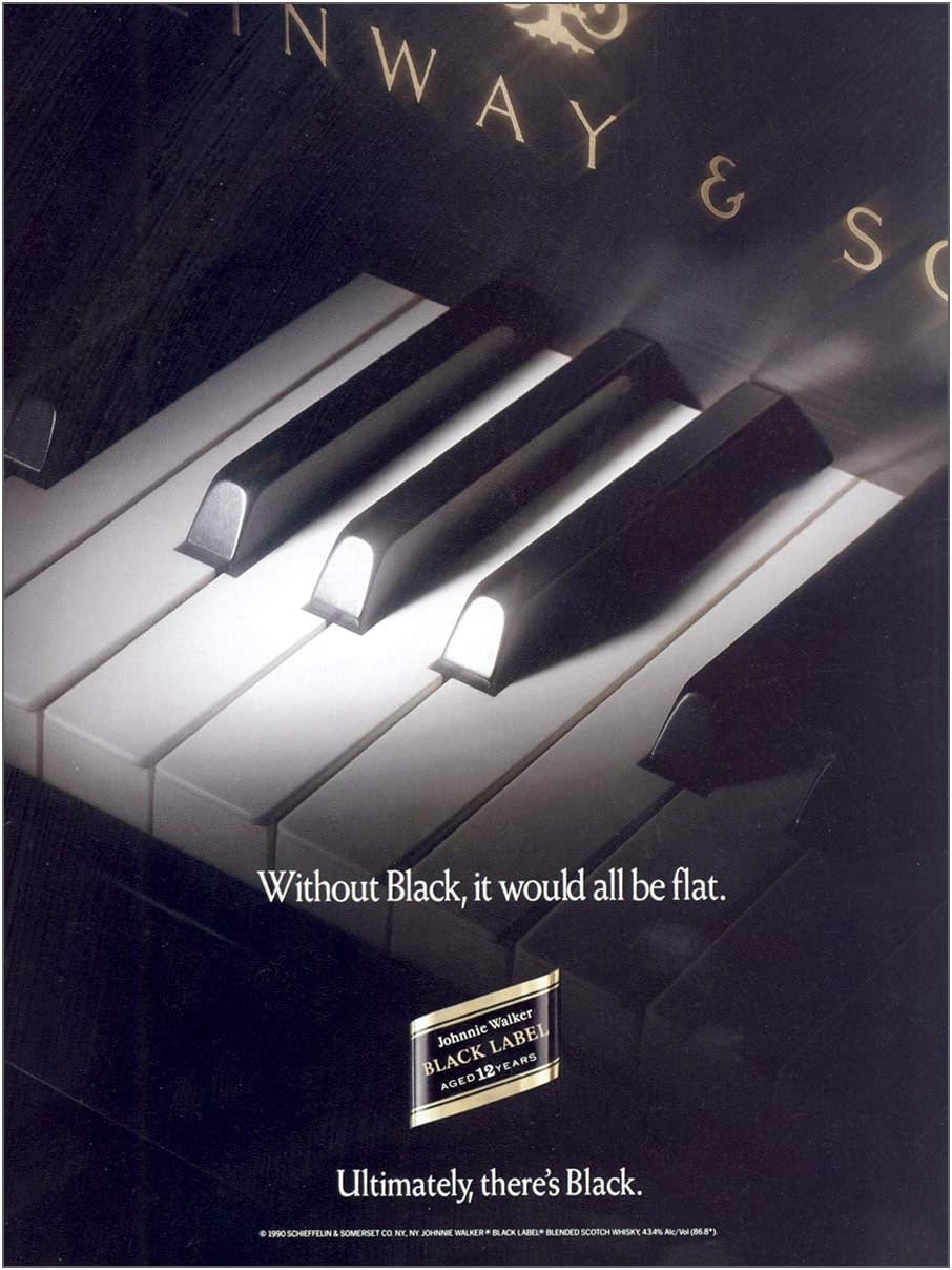 RelicPaper 1990 Johnnie Walker Black Label: Piano, Johnnie Walker Print Ad