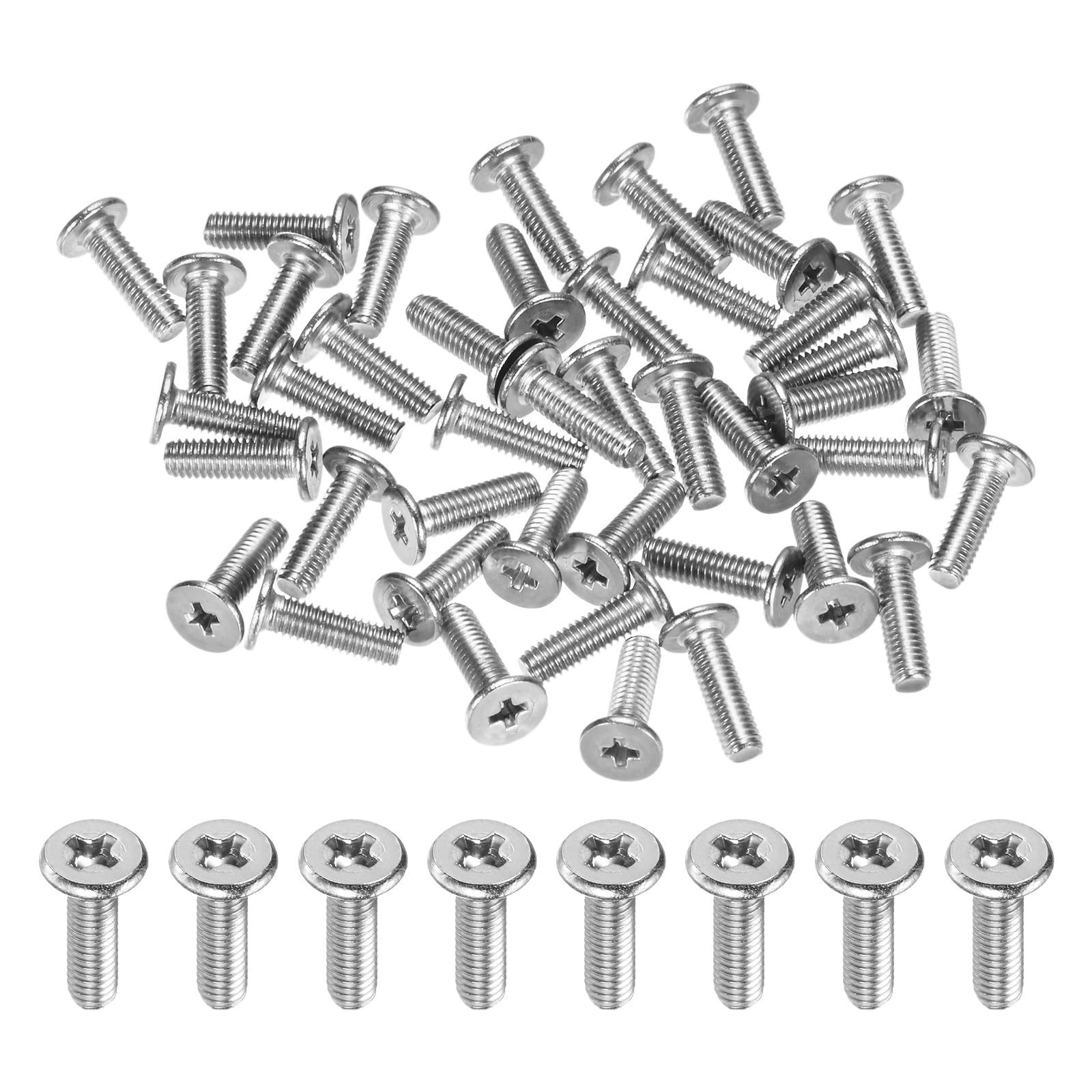 M METERXITY 100-Pack Flat Head Machine Screws, M3x10mm 304 Stainless Steel Phillips Drive Tiny Screws for Machinery/Equipment, Cross Drive Hardware Fastener โ image 1