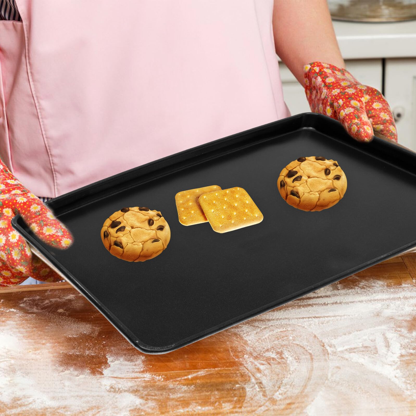 BESPORTBLE Backblech Aluminiumlegierung Rechteckig 450x330x25mm Antihaftbeschichtet Langlebig Backform für Ofen Brot Kuchen Backen Küchenzubehör