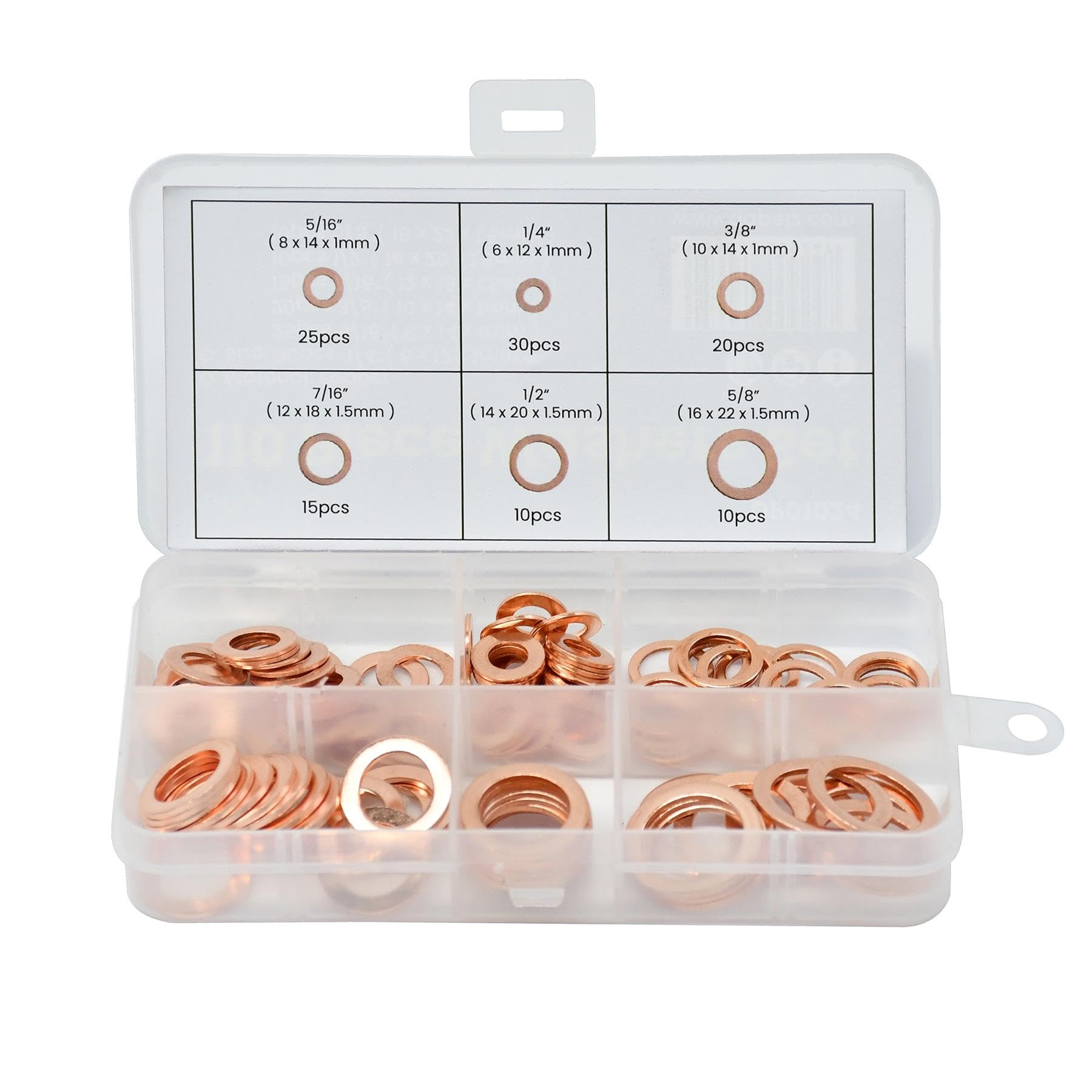 Dapetz ® Imperial Washer Set Assorted Sizes 6 Different Sizes in Clear Storage Box Perfect for Electrical Connections Plumbing and DIY Projects 110 PCS