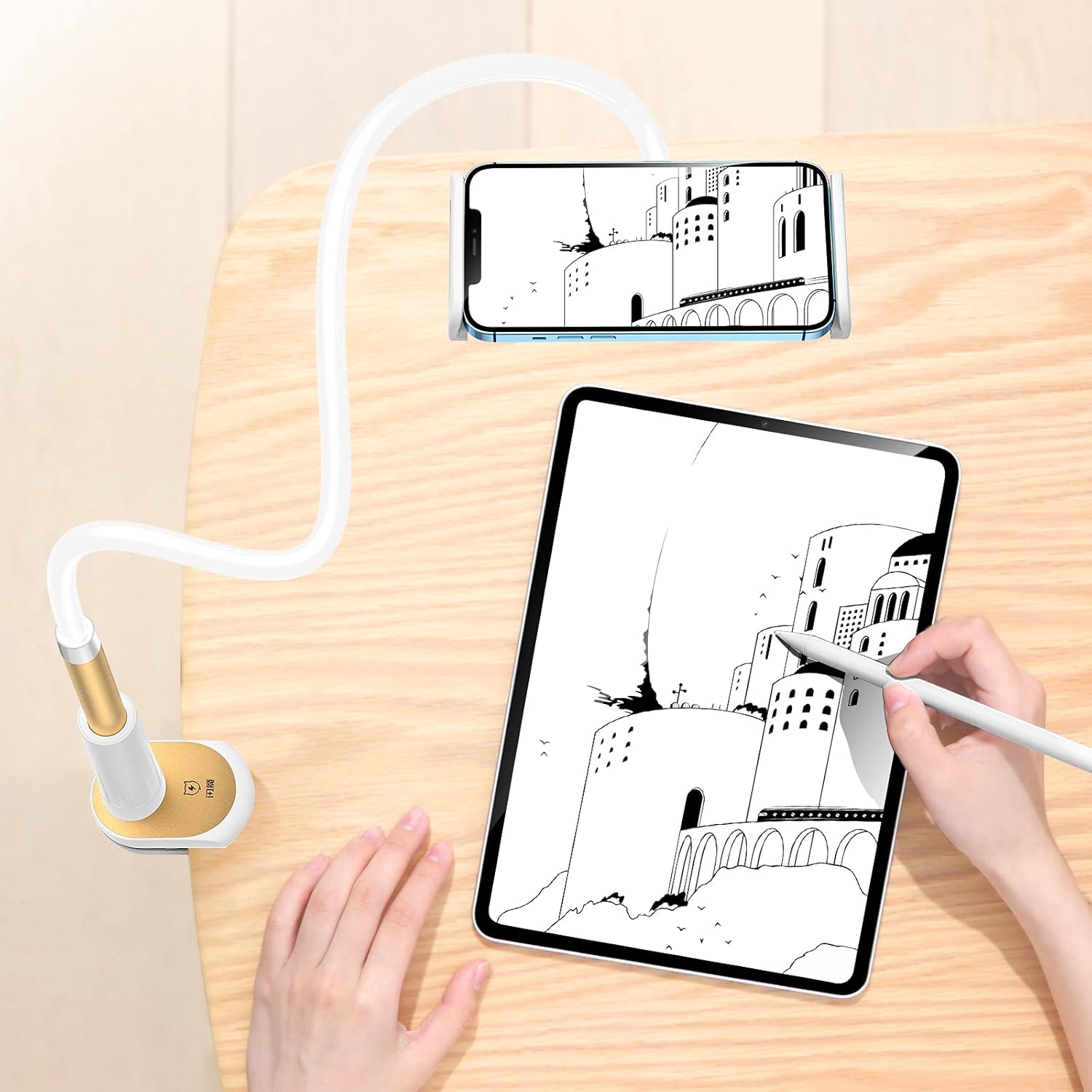 SmartDevil Tablet Holder, Gooseneck Tablet Mount, Flexible Arm Clamp Tablet Stand Holder for Bed Compatible with iPad Air Mini Pro, Galaxy Tabs, Switch, More 4.7-11'' Devices, 31.5'' Length, Gold : Electronics