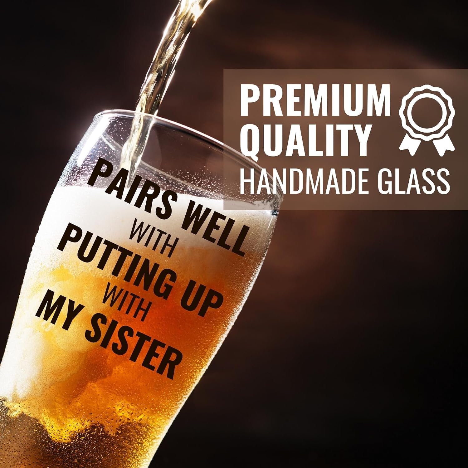 Onebttl Gifts for Brother in Law from Sister in Law, Beer Glass Funny Gift Idea for Christmas, Father's Day, Birthday, Box and Greeting Card Included