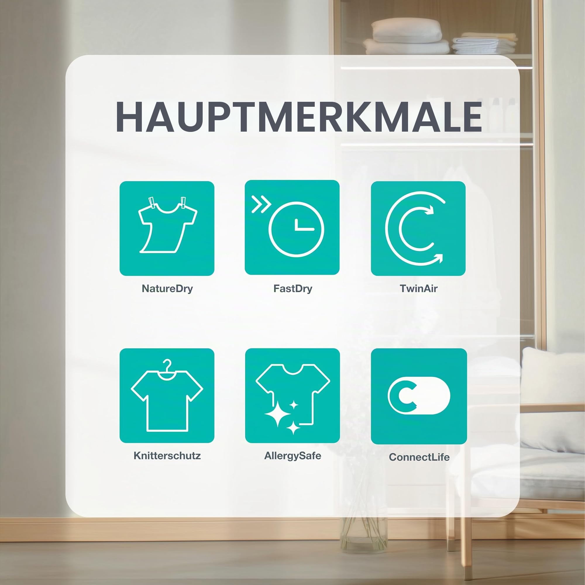 Gorenje D5G48D Trockner/Kondensation mit Wärmepumpe /8kg /15 Programme/ConnectLife/Made in EU/FastDry/TwinAir/Feuchtesensor/NatureDry/Anti-Allergie/Knitterschutz/EasyClean-Filter/EEK: D