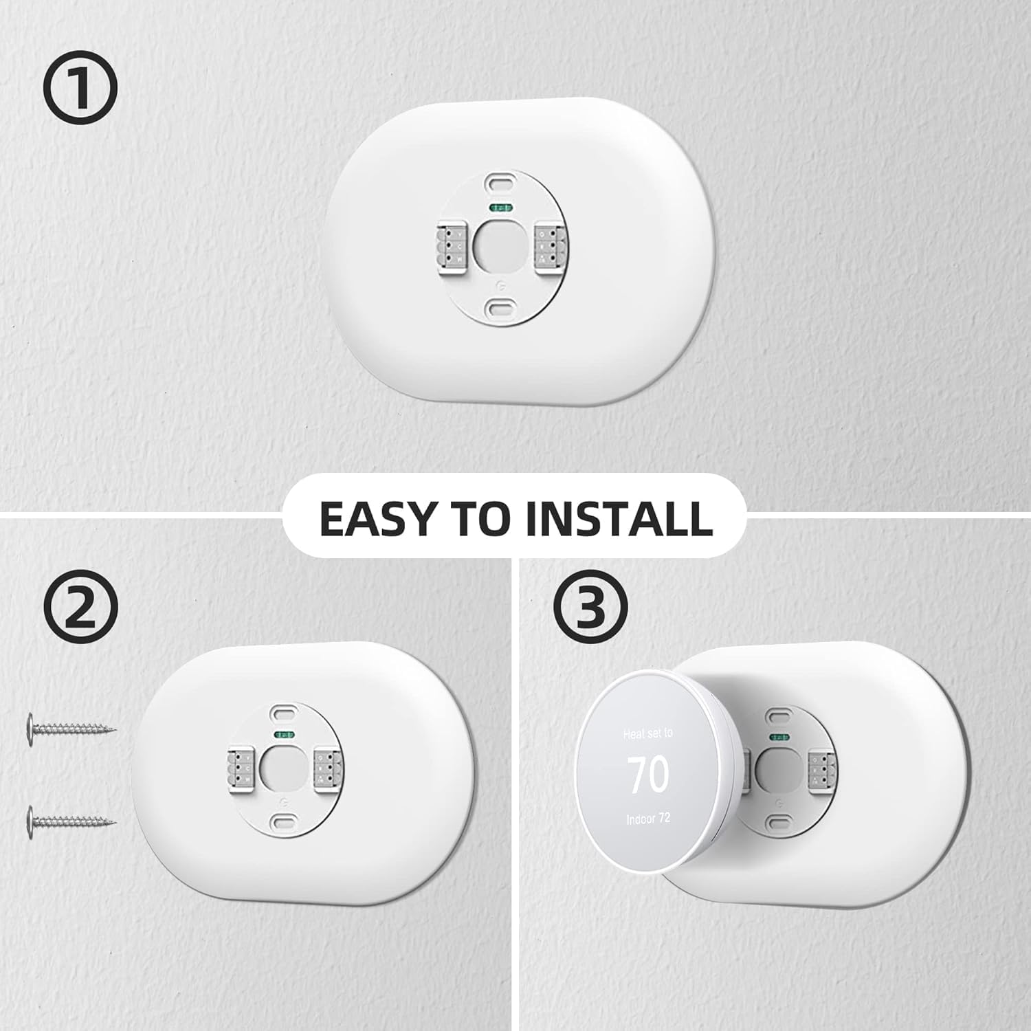 Compatible with Google Nest Thermostat 2020 Wall Plate Cover, Nest Thermostat Trim Kit, Nest Thermostat Wall Plate Cover, Easy Installation - Snow （2 Pack）