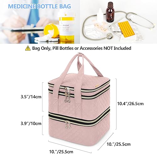 Vista 14 de Yarwo Bolsa organizadora de botellas de píldoras, bolsa de almacenamiento de 3 capas vacía con diseño desmontable y divisores para pastillas, Negro