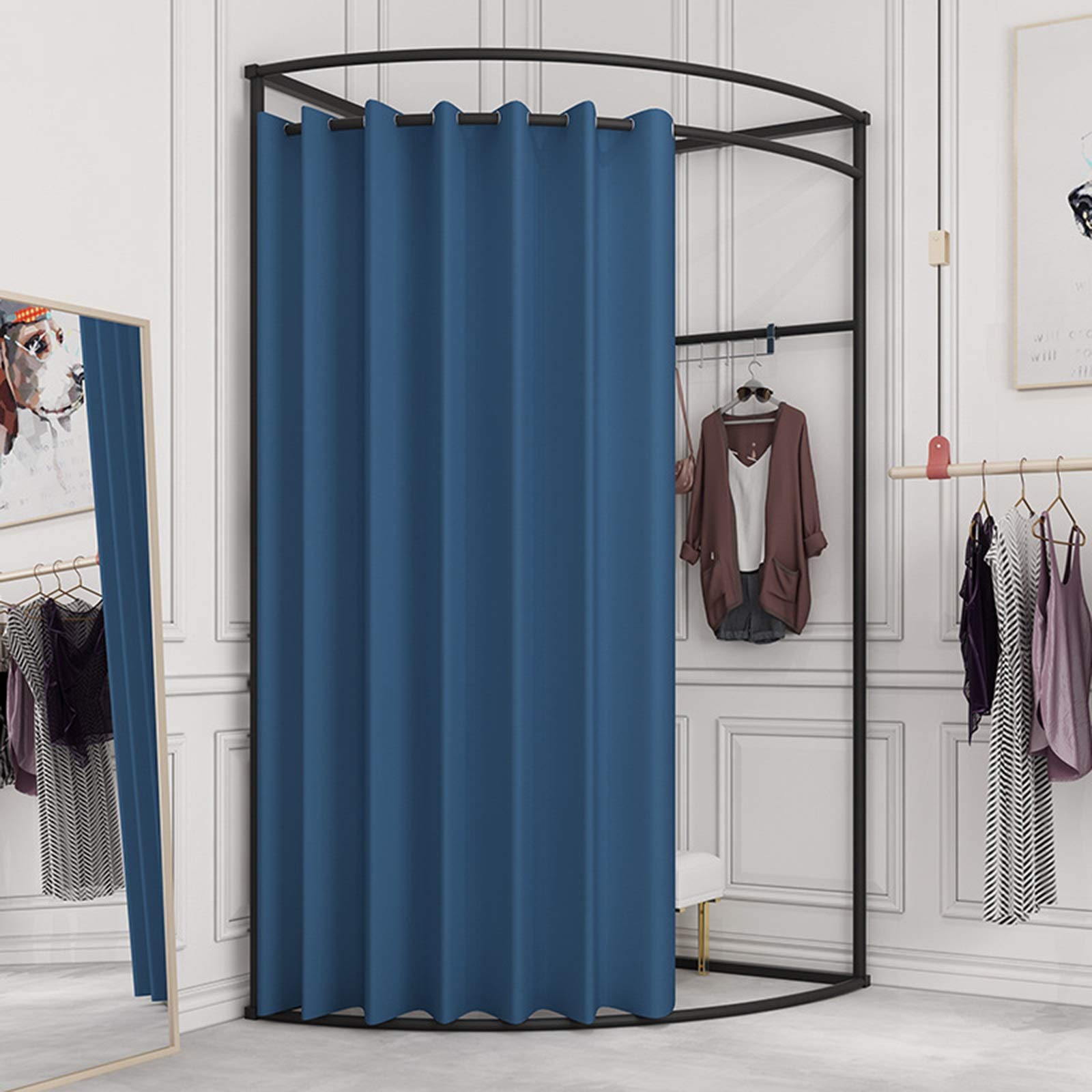 Tubo angolare semicircolare per camera da letto portatile con diametro di 25 mm, capacità di cuscinetto forte, gancio integrato adatto per negozi di abbigliamento, centri commerciali, uffici, dormitori