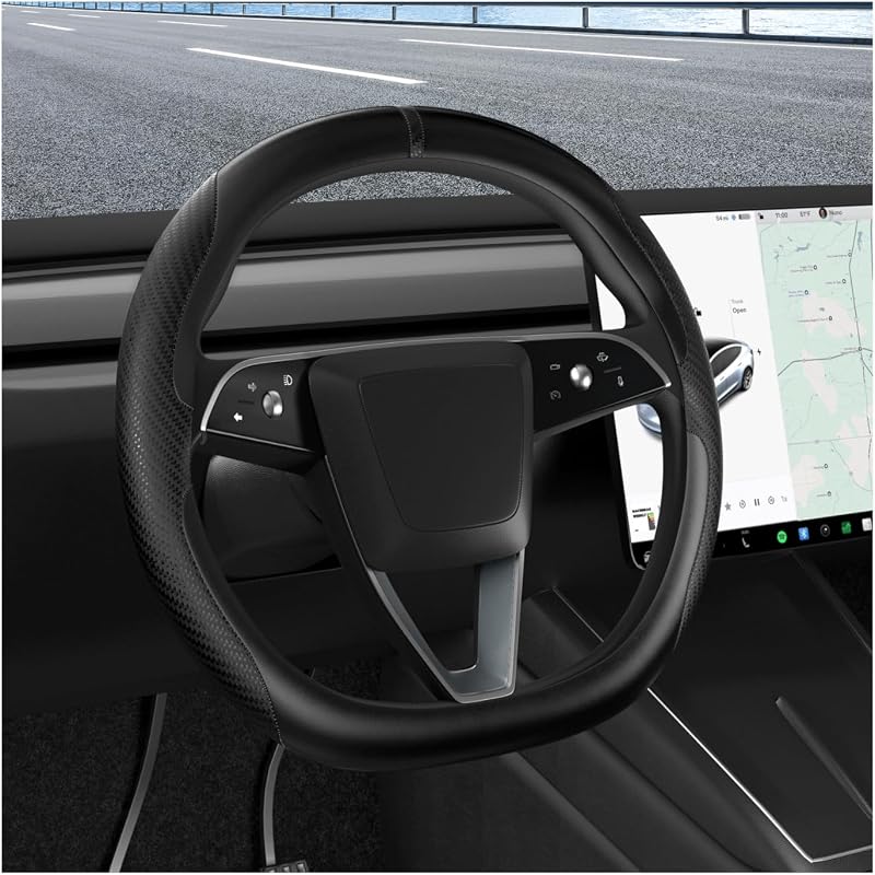 Capa para Volante D-Type em Couro Napa para Tesla Model Y 2020–2025 e Model 3 2016–2025 Epltion