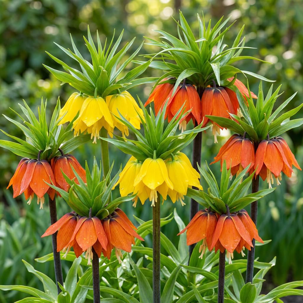 Fritillaires Couronne Impériale - 6 Bulbes - Bulbes de Fritillaires | Vivaces & Résistantes, Plantes de Hollande, Mélange Coloré (pas de graines, pas artificiel)