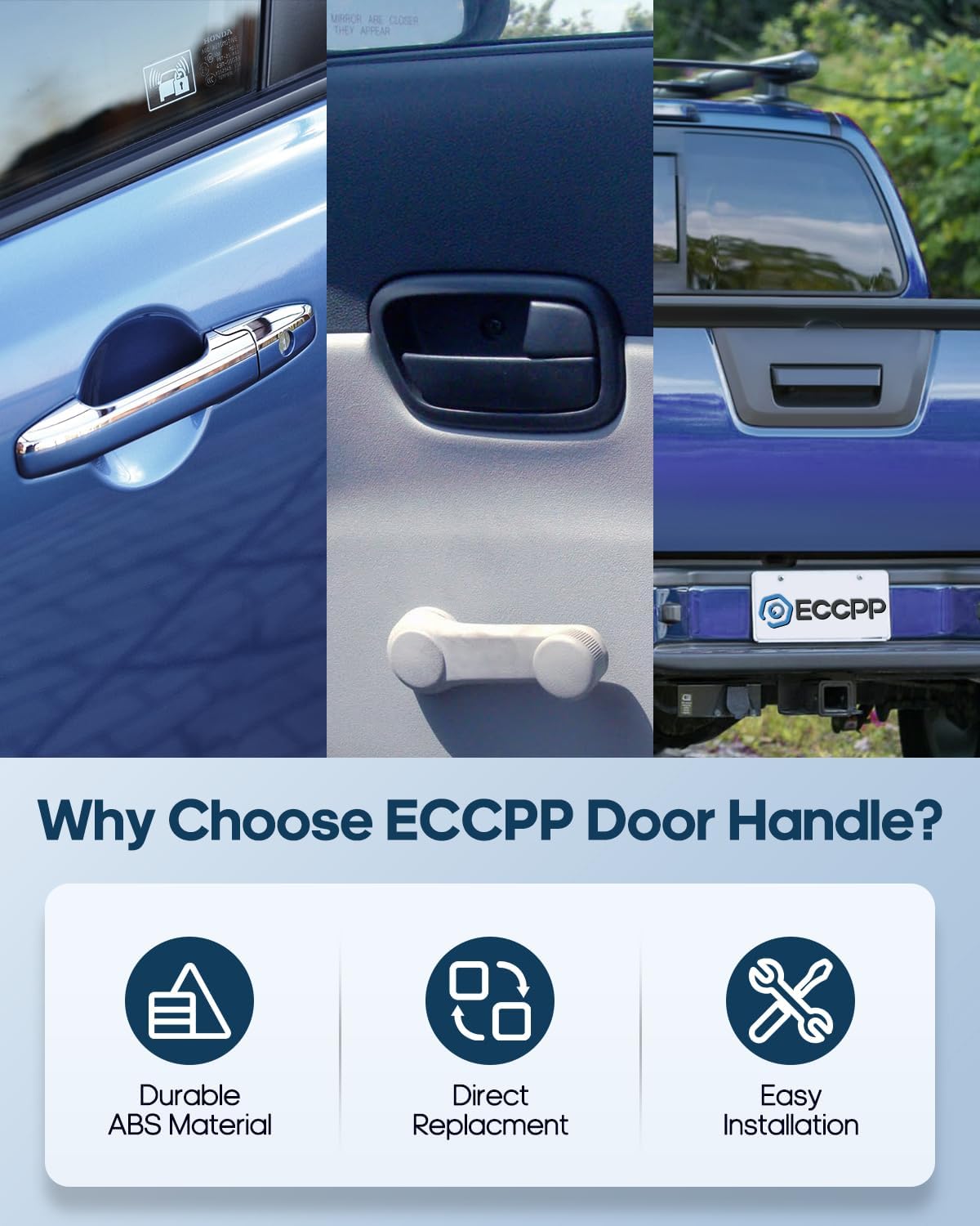 ECCPP Door Handle Exterior Outside Outer Front Driver Side for 1992-1996 for Toyota Camry White