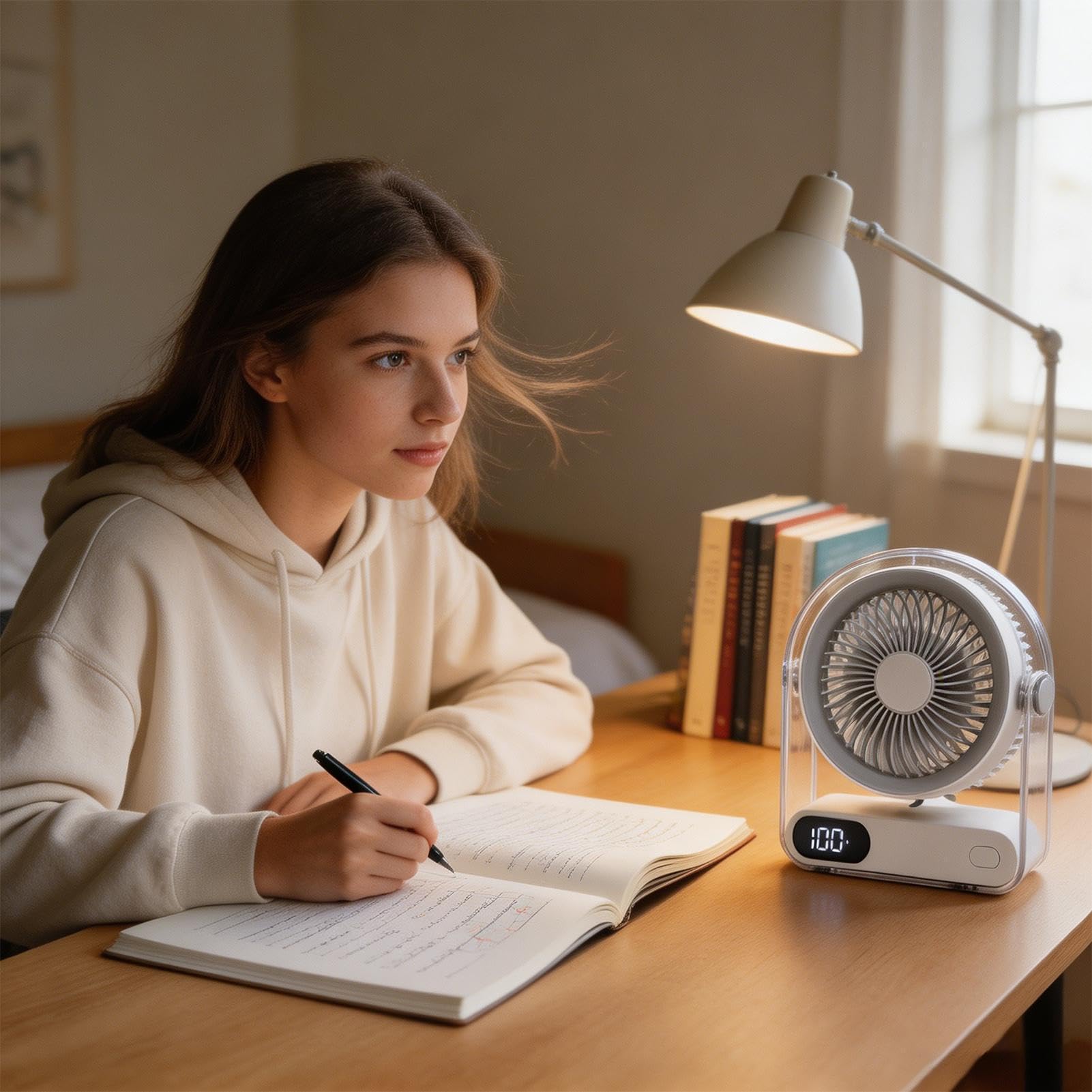 ventilatore da scrivania – USB ricaricabile 5 velocità per casa