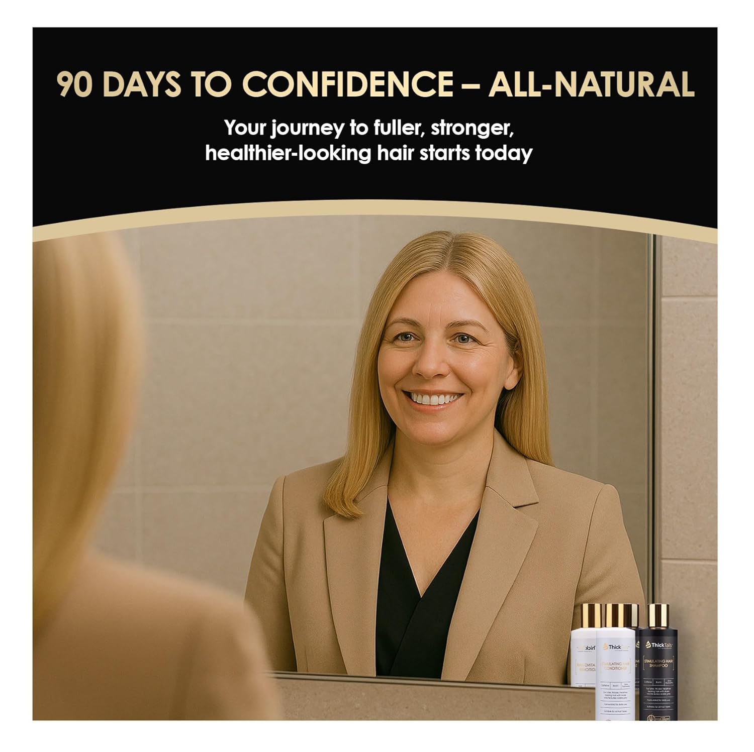 ThickTails Hair Growth Shampoo and Conditioner Set for Women, Biotin Caffeine Saw Palmetto, Sulfate Free Thickening Shampoo & Conditioner for Thinning Hair, Fuller Looking Volume & Stronger Feeling