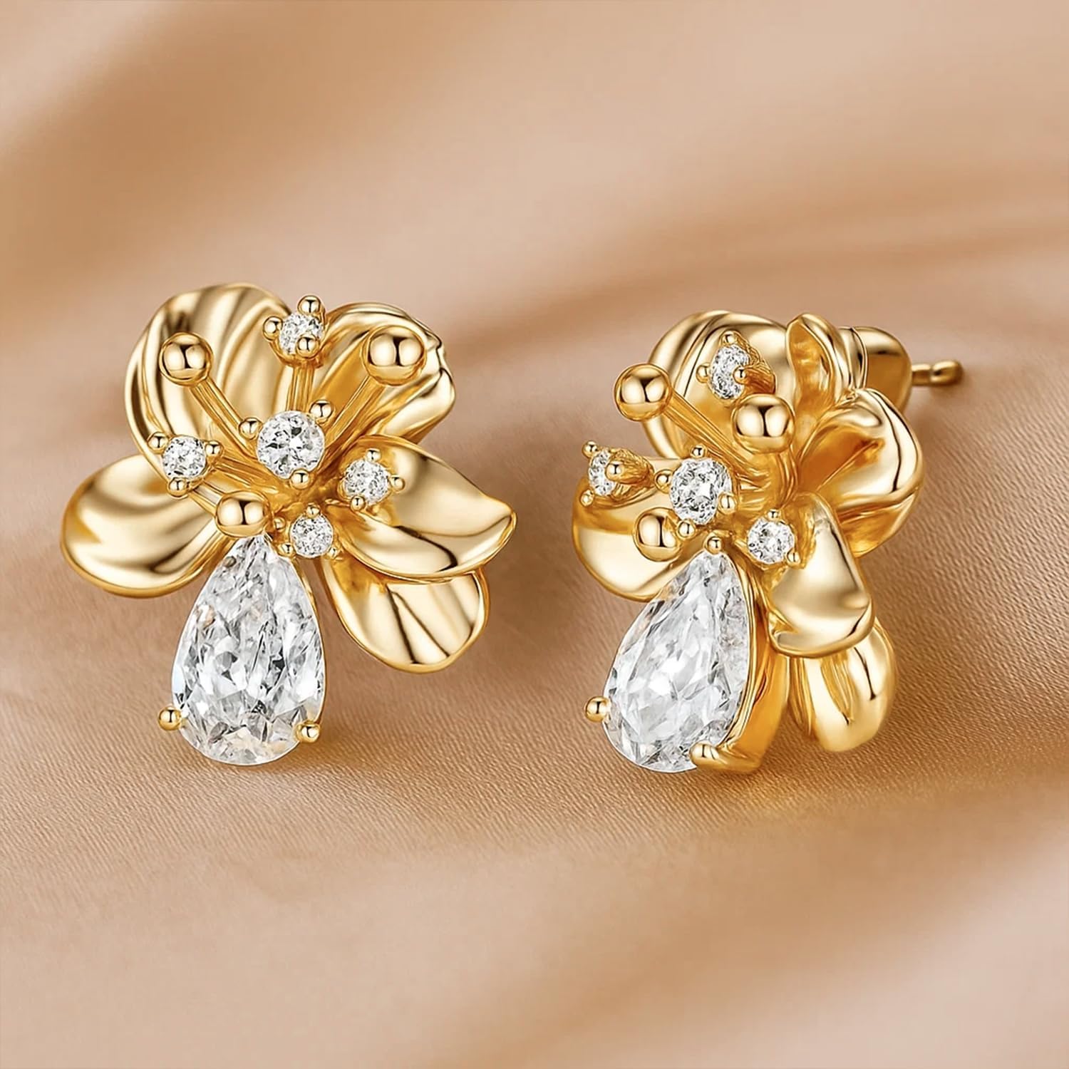 COTATI Flower Earrings for Women，Gold Plated & Silver Floral Stud Earrings，Statement Earrings with 925 Sterling Silver Posts，Hypoallergenic Summer Gift - Image 6