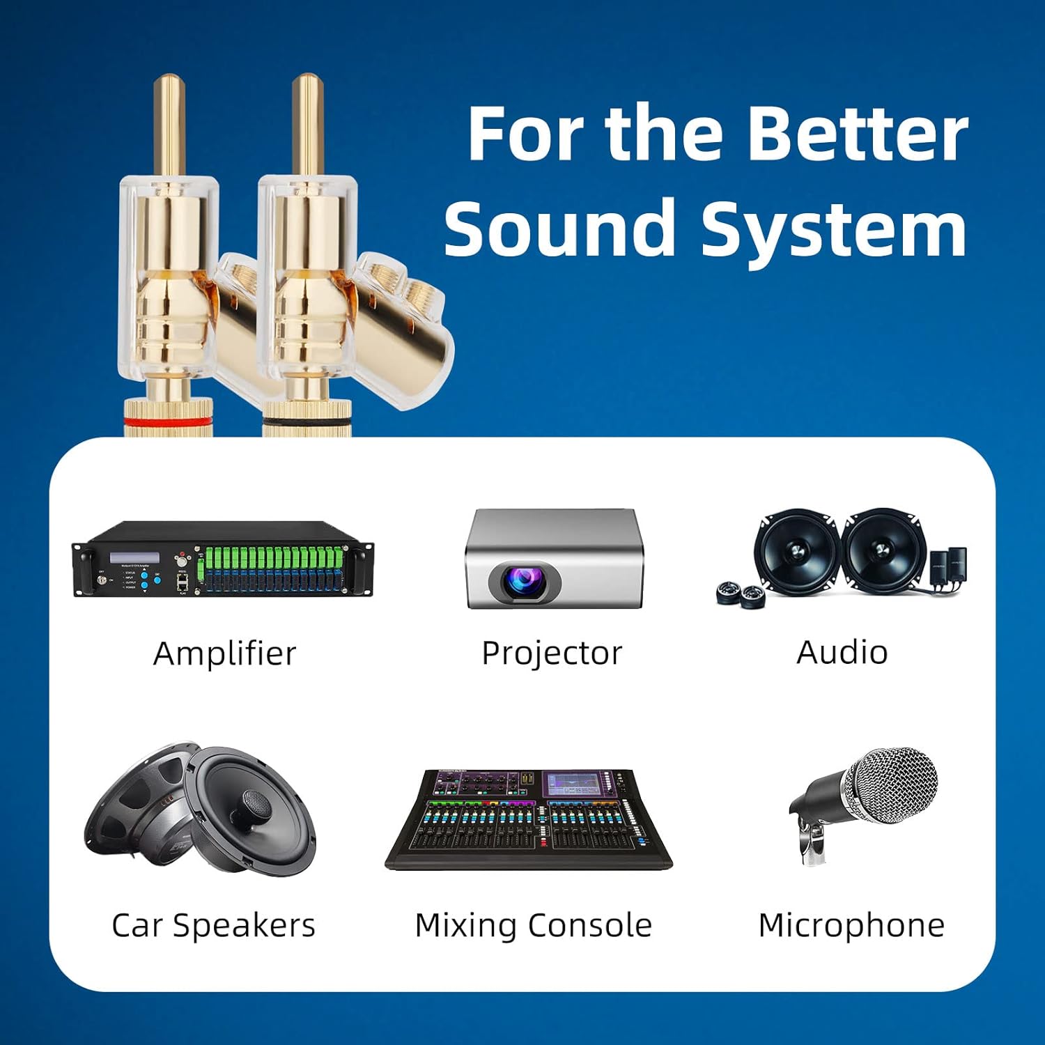 Monosaudio Locking Banana Plugs 8Pcs 45 Degree Banana Connector Double Screw Speaker Plug for 8-15 Guage Speaker Wire,Audio/Video Receiver,Sound Systems with L-Form Hex Wrench(24K Gold Plated)