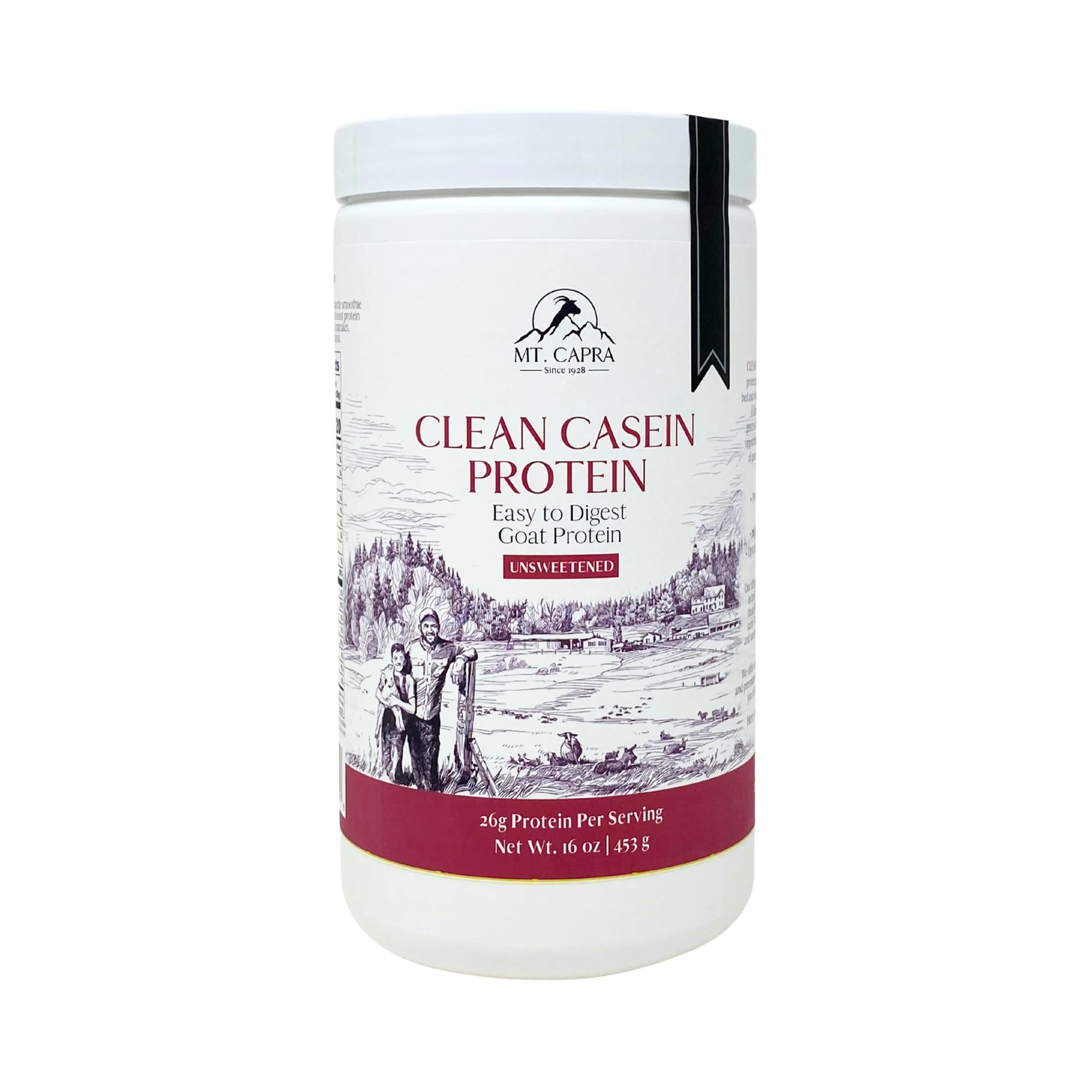 Mt. Capra proteína de caseína de cabra, 26 g de proteína, sem adoçantes, 15 porções, 454 g