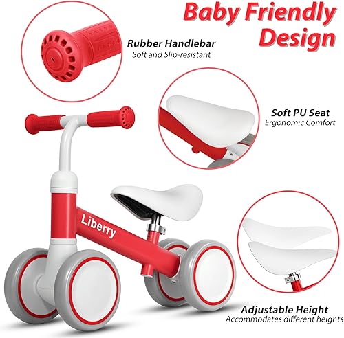 Miniatura 10 de Liberry Bicicleta de equilibrio para bebés de 1 año, bicicleta de equilibrio para niños de 4 ruedas con asiento ajustable, regalo de primer