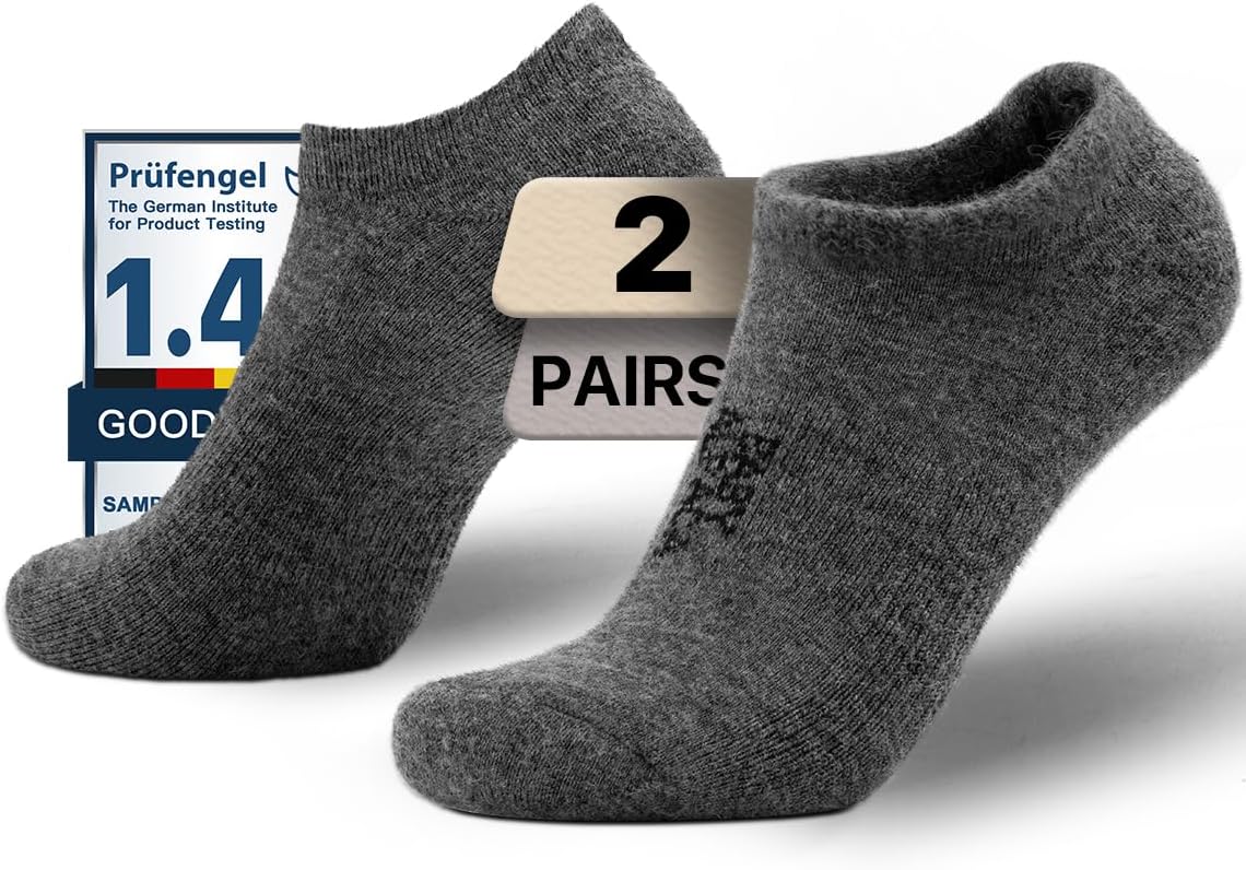 Juclise Alpaca Wool Any Season No Show Midweight Merino Outdoors Socks Men&Women Moisture Wicking Hiking Cushioned Breathable