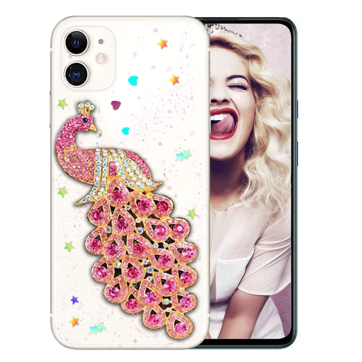 KC Back Cover for Apple iPhone 12 & Apple iPhone 12 Pro, Non Moving Epoxy Stars Dry Fixed Glitter Sand Diamond Peacock Soft Silicone Case (Blue) (B09MRT3YZ7) Amazon Price History, Amazon Price Tracker