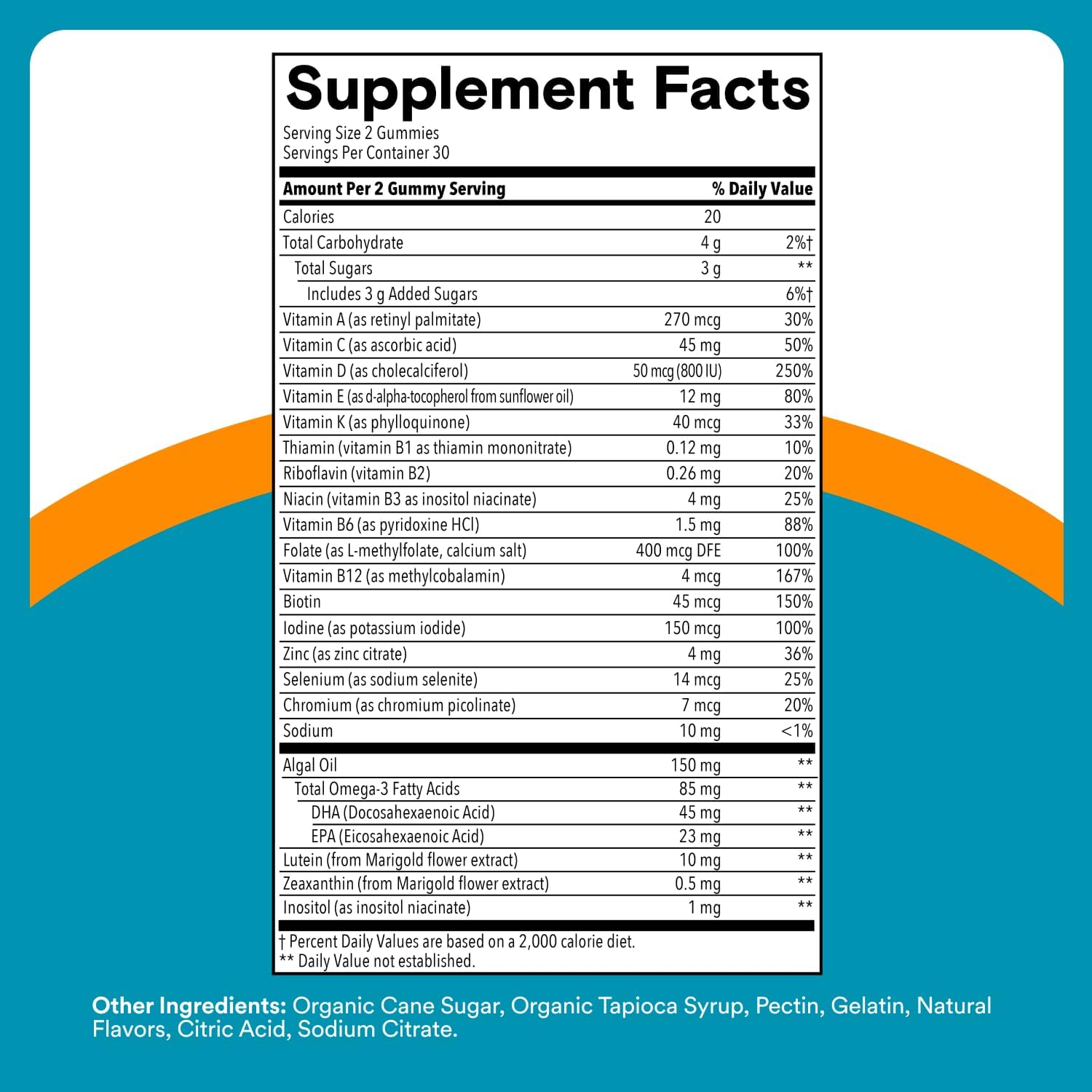SmartyPants Teen Guy Multivitamin Gummies - Improved Formula: Omega 3 (DHA/EPA), Vitamin D3, C, Vitamin B12, B6, A, K & Zinc, Folate, Gluten Free, Fruit Flavor, 60 Count (30 Day Supply) - Image 3