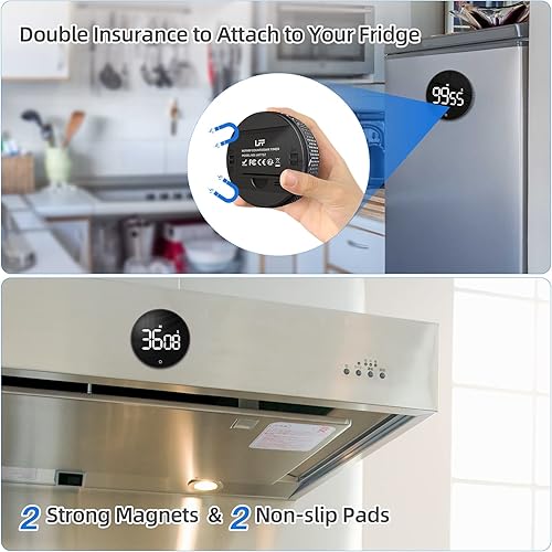 Miniatura 5 de LFF Temporizadores digitales de cocina, temporizador visual con pantalla LED grande, reloj de cuenta regresiva magnética para aulas, cocina,