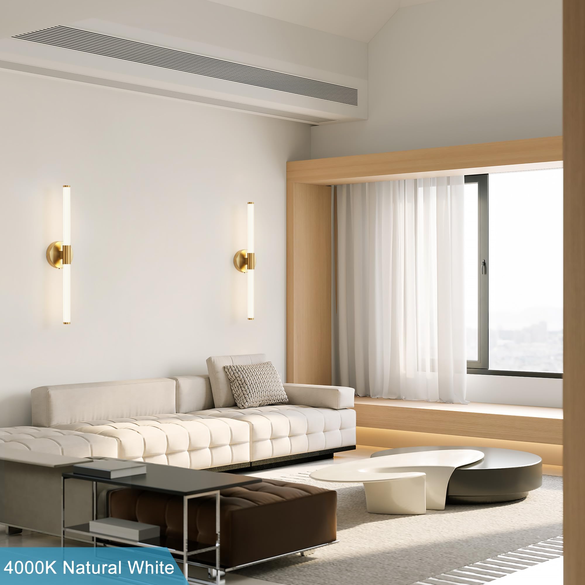 LED Wandleuchte 360° Wandbeleuchtung Innen Wandlampe Gold 60cm | Wasserdicht IP44 8W 800Lumen 3CCT Einstellbar 3000K-6000K Badleuchte Bilderlampe Für Wohnzimmer Badzimmer Schlafzimmer