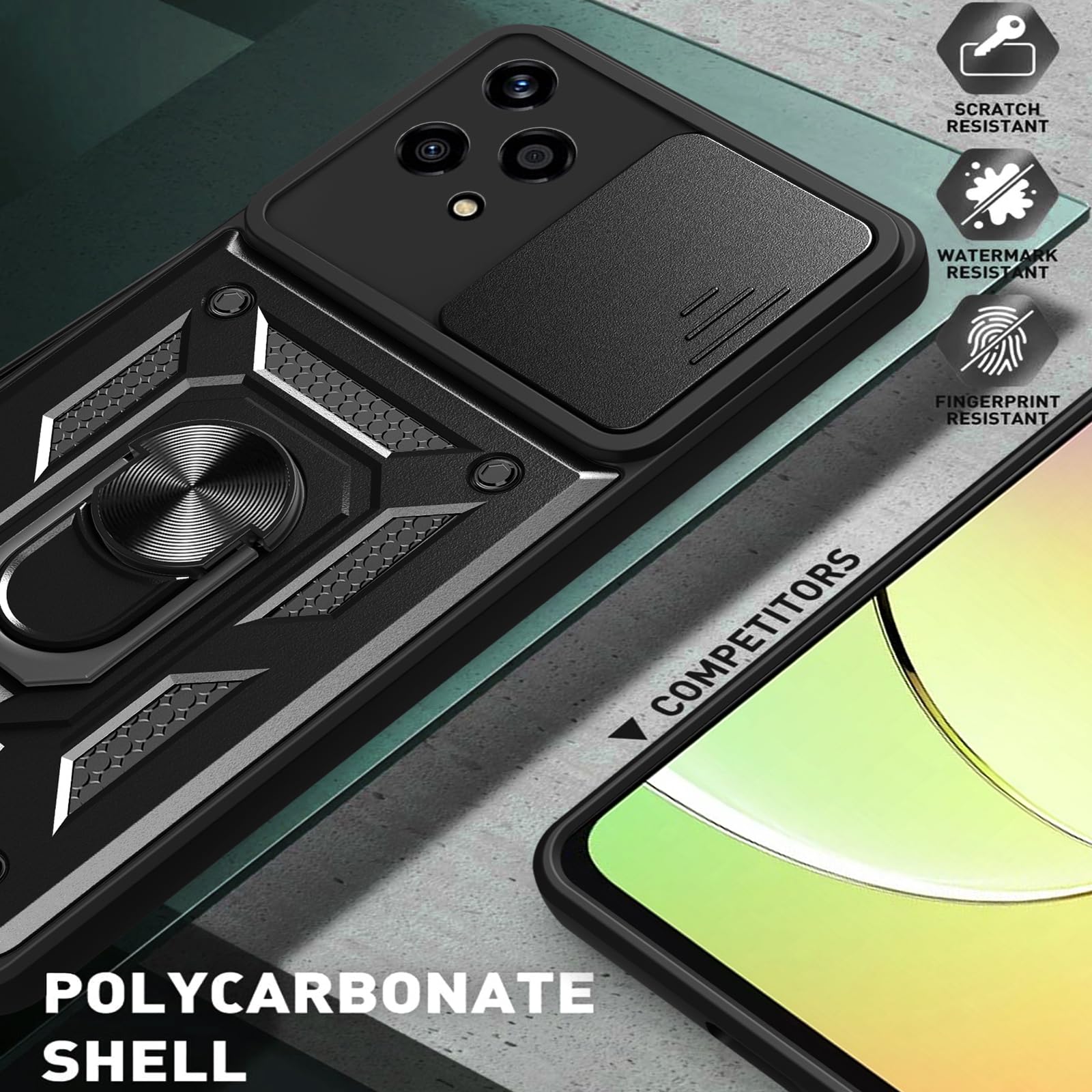 Yutwo Cover per Honor 200 Lite, Custodia per Honor 200 Lite Antiurto Scorrevole Protezione Fotocamera Custodia con 360°Rotante Anello Supporto TPU PC Cover per Honor 200 Lite- Nero Yutwo Cover per Honor 200 Lite, Custodia per Honor 200 Lite Antiurto Scorrevole Protezione Fotocamera Custodia con 360°Rotante Anello Supporto TPU PC Cover per Honor 200 Lite- Nero