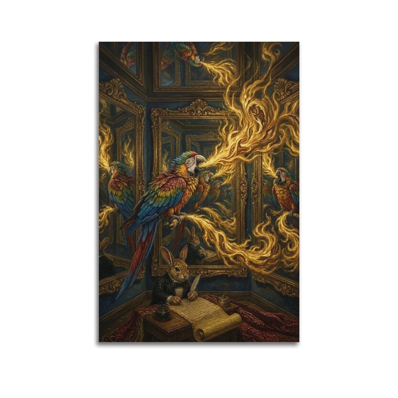 XKUGA Surreal Vintage Animal Poster Peacock Echo Chamber Satire Modern Decorative Canvas Prints - Ideal Wall Art for Family, Man Cave, Game Room, Boys & Girls Bedroom 16x24inch(40x60cm)