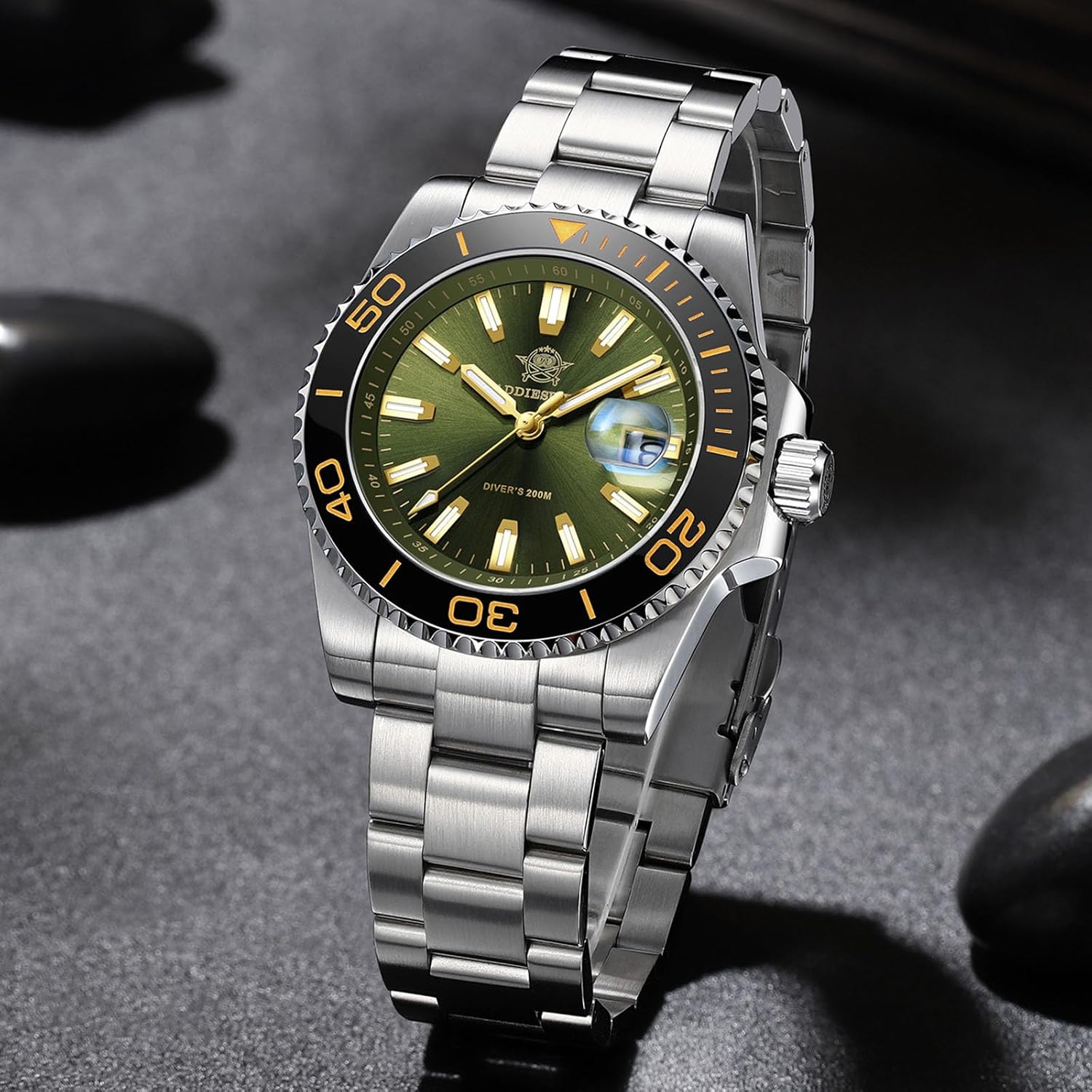 ADDIESDIVE Mens Dive Watch 200 M Waterproof Luminous Ceramic Bezel Quartz Analog Date Display Classy Wrist Watches for Formal Dress Style