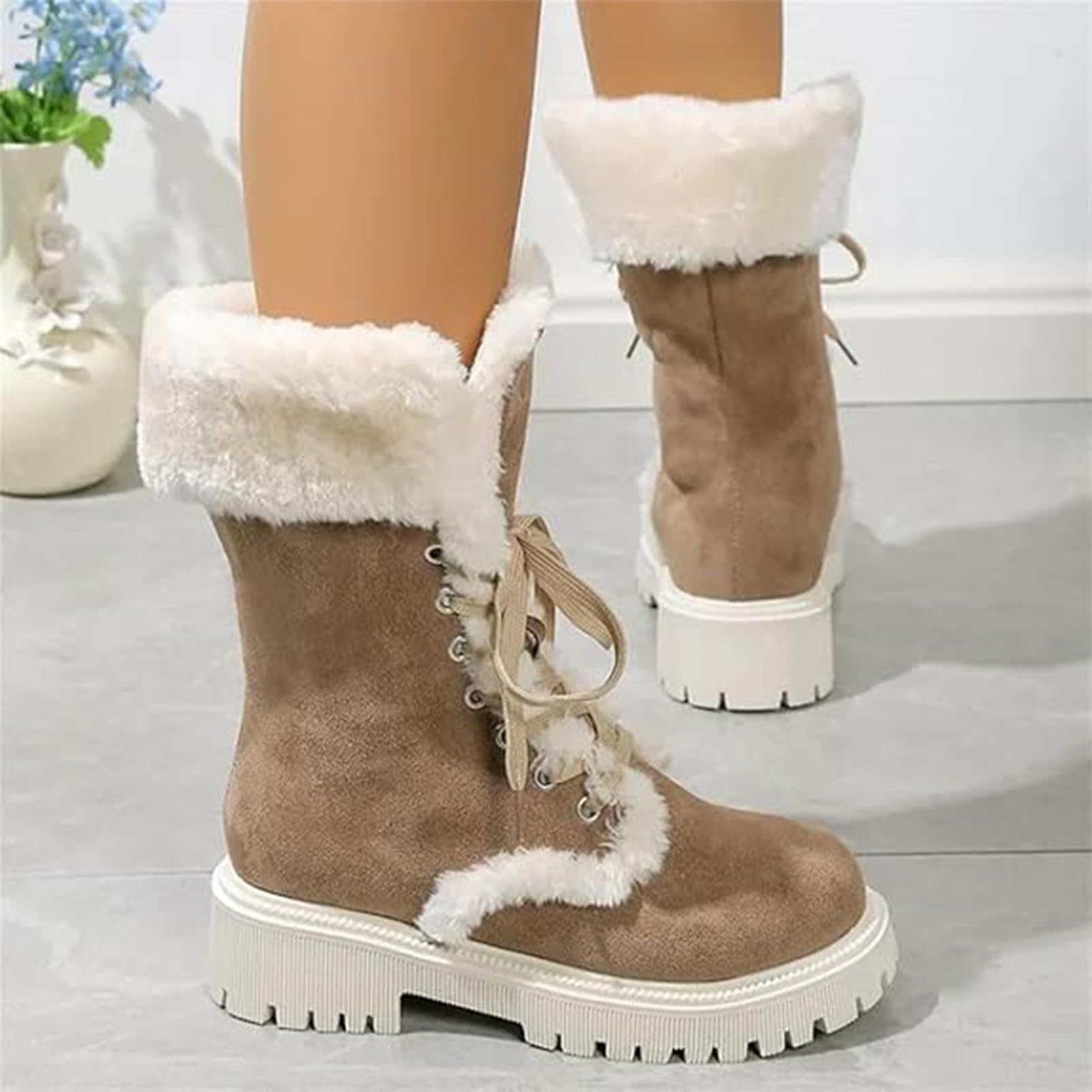 Bottes Femme Hiver Doublure Chaude Imperméables Bottines Confortables Antidérapante Mollet Large Chaussures Chaudes Résistant À L’humidité Fermeture Éclair Bottes Pour Déplacements Au Travail