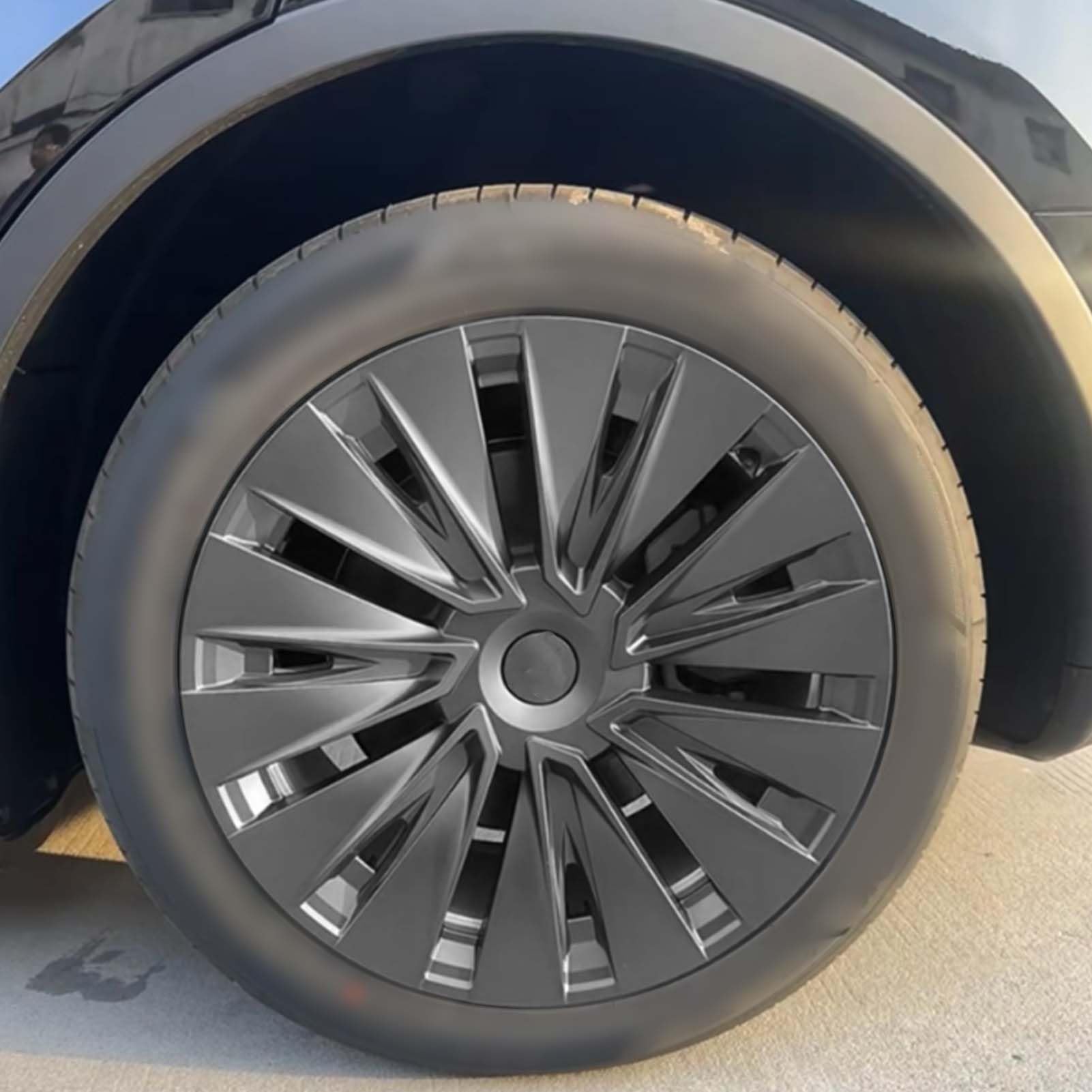 Fockety 19-Calowe Kołpaki na Piasty Kóał dla Model y 2020-2023, 4 Odporne na Zadrapania Oskony Kołpaki Czarne Kała Ozłona Felgi Wimyienne Pokrowce na Ko Kała dla Model y Yeal Modele Modele York