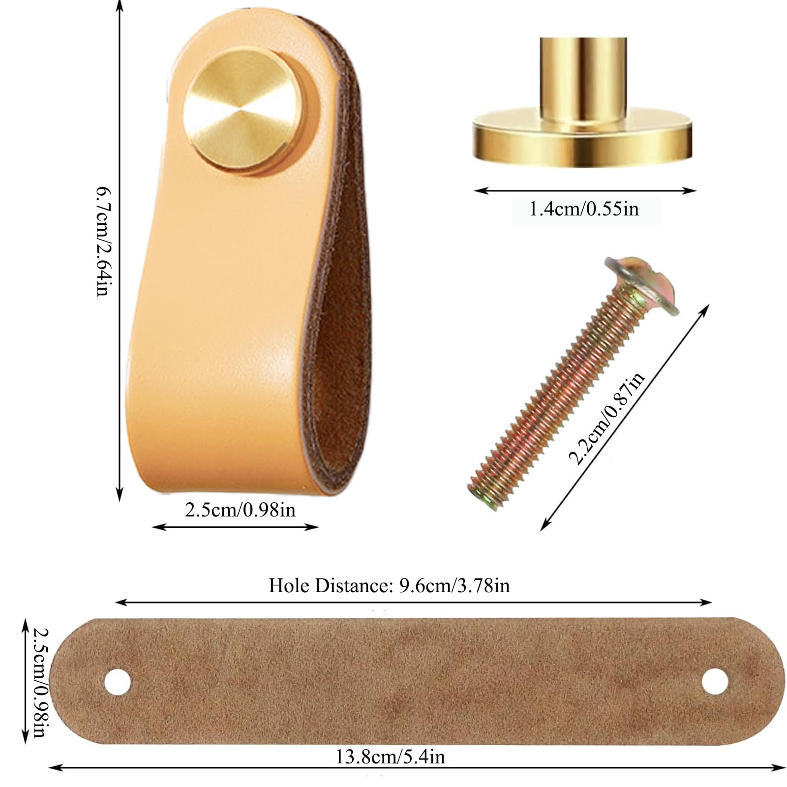 Tiradores de cuero para muebles, 4 unidades, tiradores de muebles, cajones, pomos de armario, tiradores con tornillos para cajón, puerta de armario, decoración del hogar, oficina en casa, herrajes de