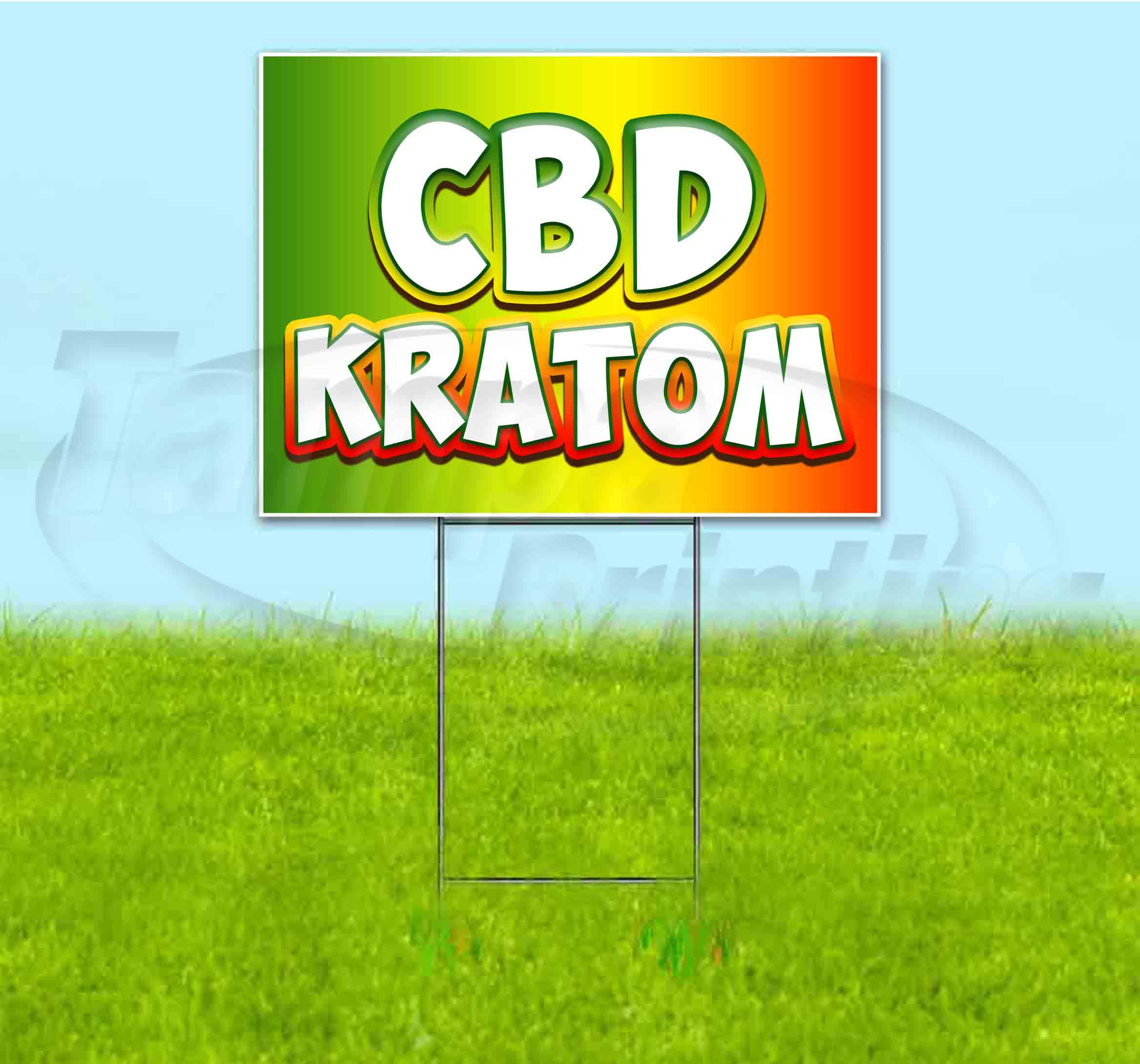 CBD Kratom Rasta (18" X 24") Yard Sign, Quantity Discounts, Multi-Packs, Includes Metal Step Stake, Bandit Sign