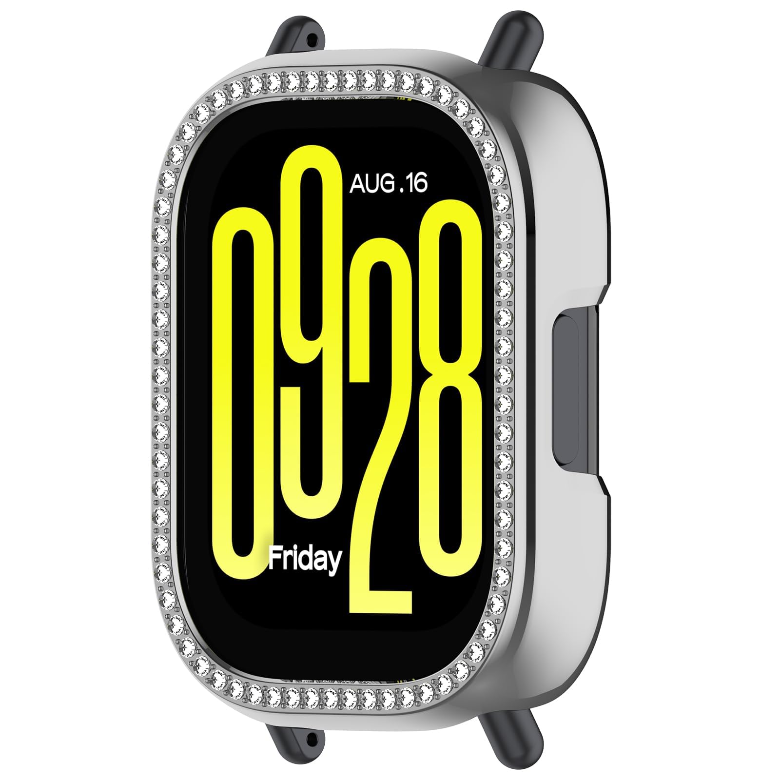 Dl3 Mobilak Bling Case for Xiaomi Redmi Watch 5 Active, Slim Hard PC Frame Cover with Crystal Diamond Bumper Design (Without Screen Protector), Protective Case for Women and Girls (Silver)