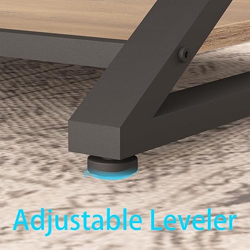 Miniatura 8 de HSH Mesa de centro rústica de granja, moderna mesa minimalista de madera y metal, mesa central rectangular de 2 lazos con estante de almacenamiento