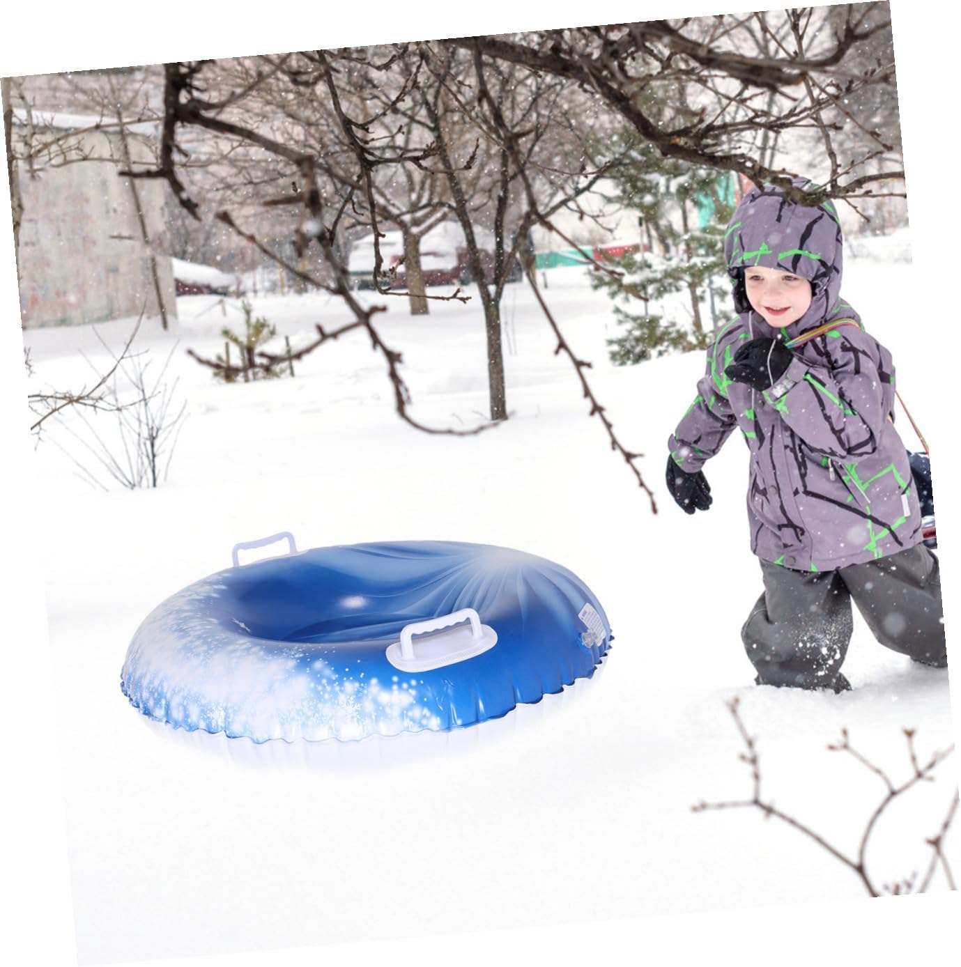 HEMOTON Inflatable Snow Tube for Heavy Duty PVC Snow Sled with Handles Thickened Winter Outdoor Sledding Suitable for Boys