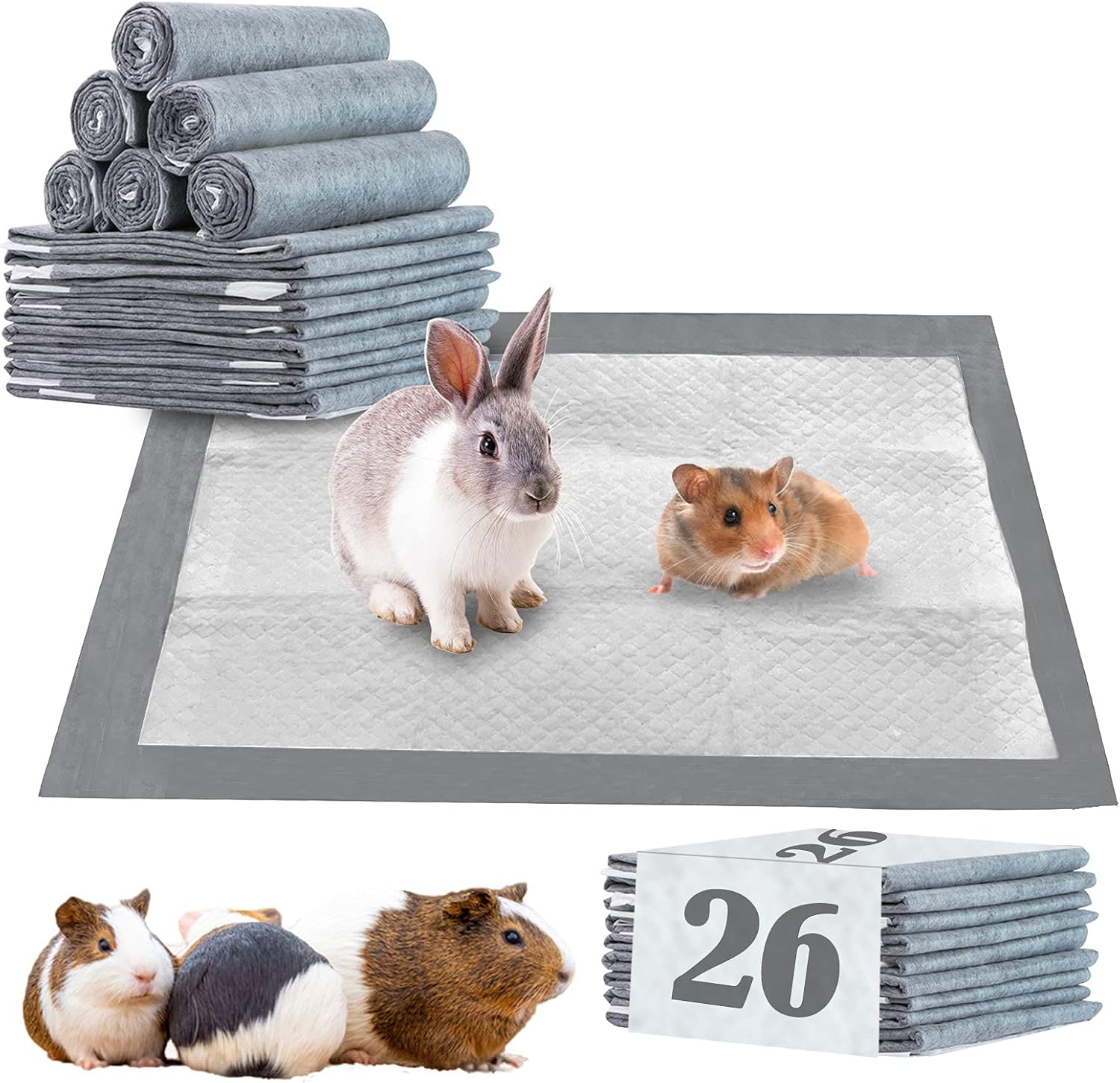 GABraden 26 Pack Carbon Fiber Disposable Guinea Pig cage Liner,Disposable for Guinea Pigs, Hamsters, Rabbits, Chinchillas, Cats,Super…