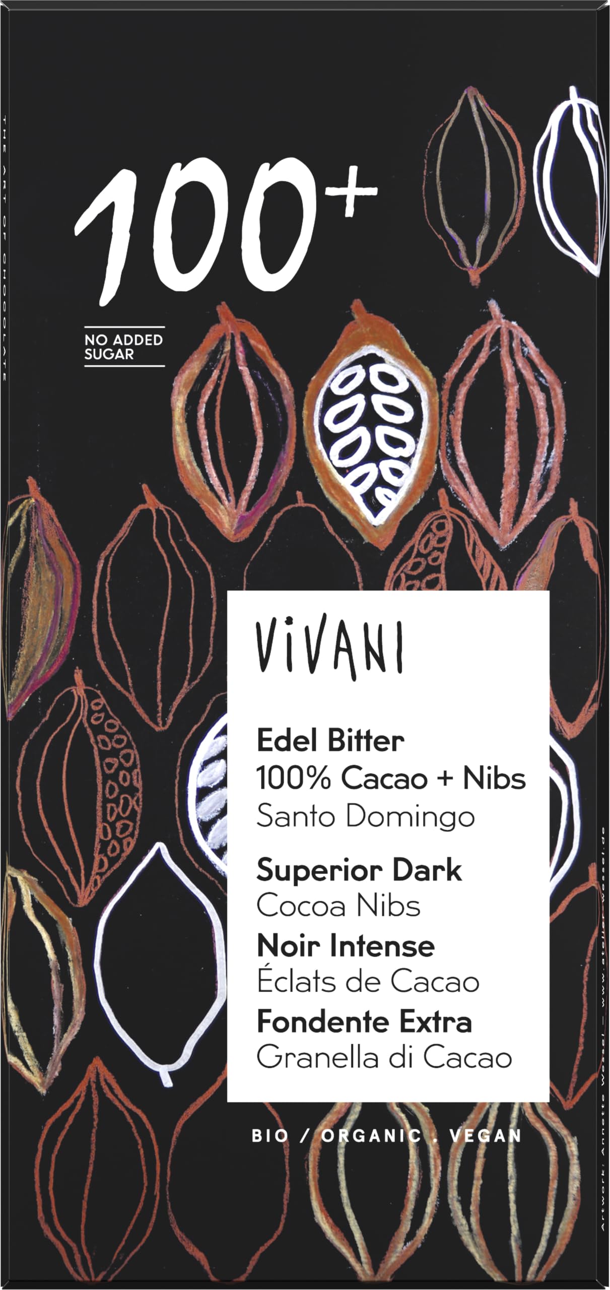 VIVANI 100% カカオ+ カカオニブチョコ オーガニック ハイカカオ Amazon | ヴィヴァーニ（Vivani）オーガニックエキストラダーク