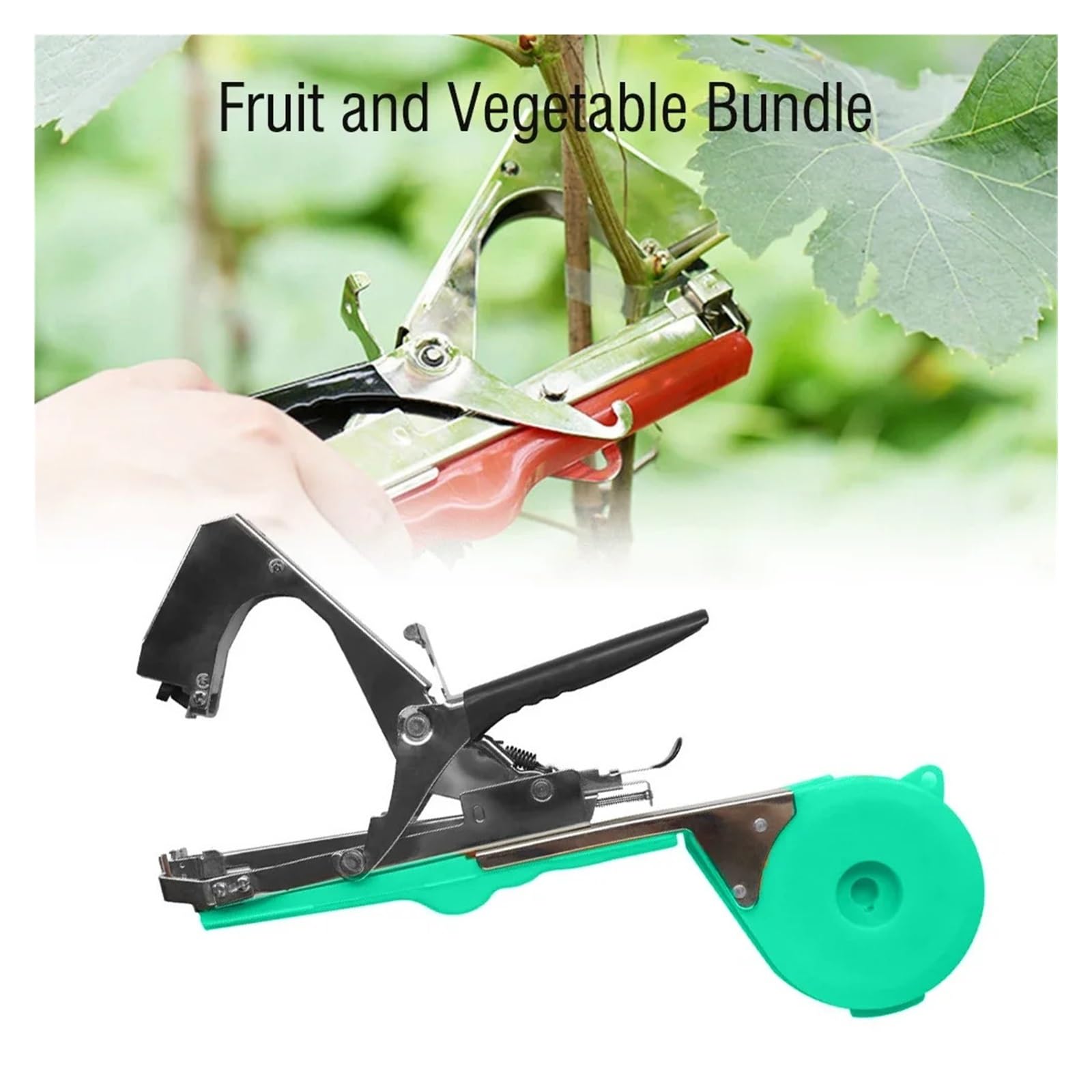 Máquina de encuadernación Manual con 6 Rollos Cintas + 1 Caja Grapas for Atar Ramas, Grapadora Vid UVA, Compatible pimientos y Verduras(1 Set)