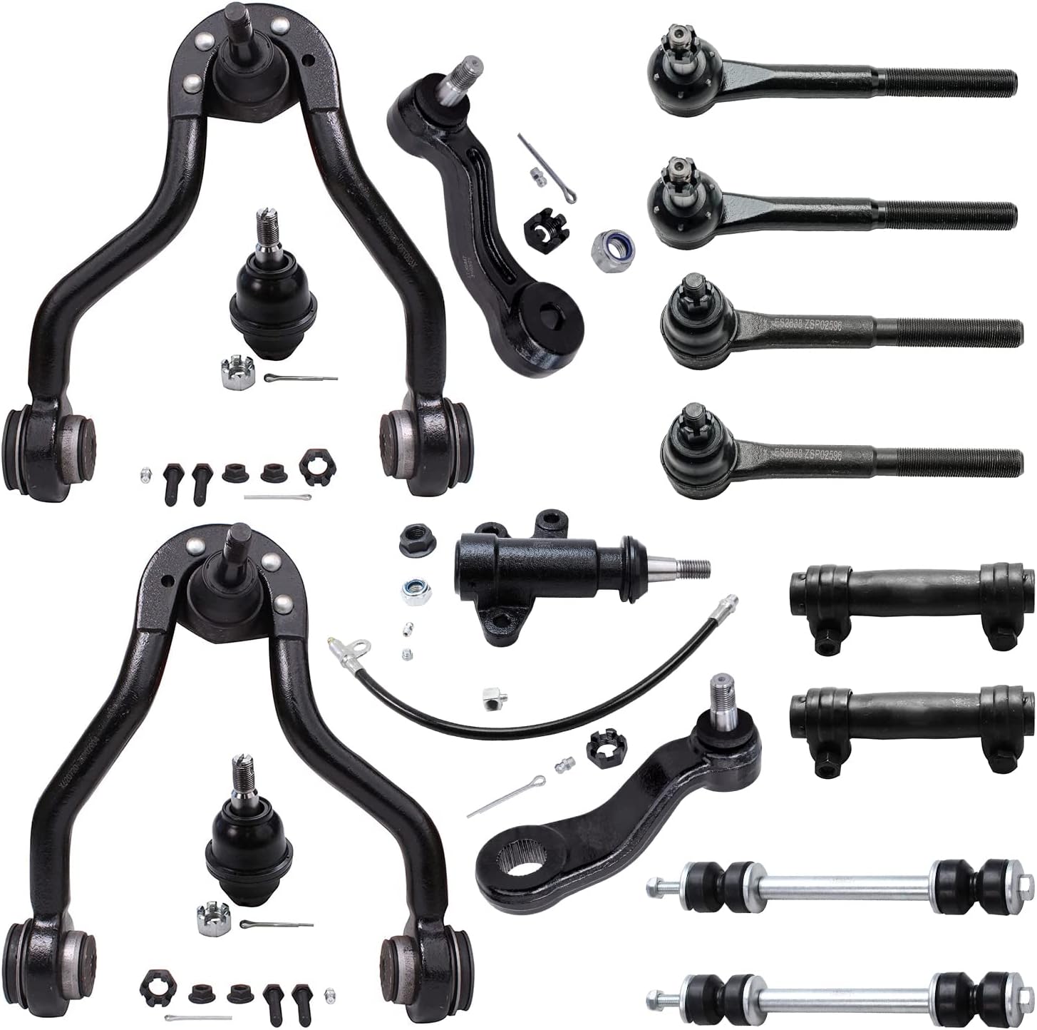 Detroit Axle - 4WD Front Upper Control Arms w/Ball Joints Suspension Kit Replacement for Yukon Tahoe K1500 Suburban Escalade - 15pc Set