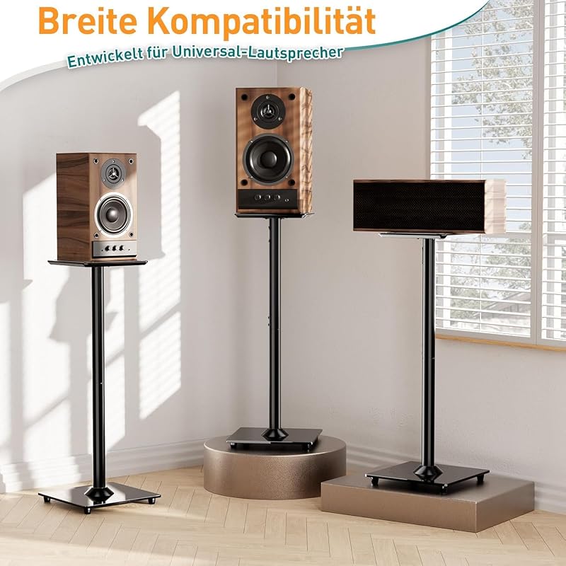 ELIVED Univerzális Hangfal Állvány 808mm Üveg Talppal Satellite és Polc Hangfalakhoz Kábel Vezetéssel Teufel JBL Sony 10kg Teherbírás 1 Pár