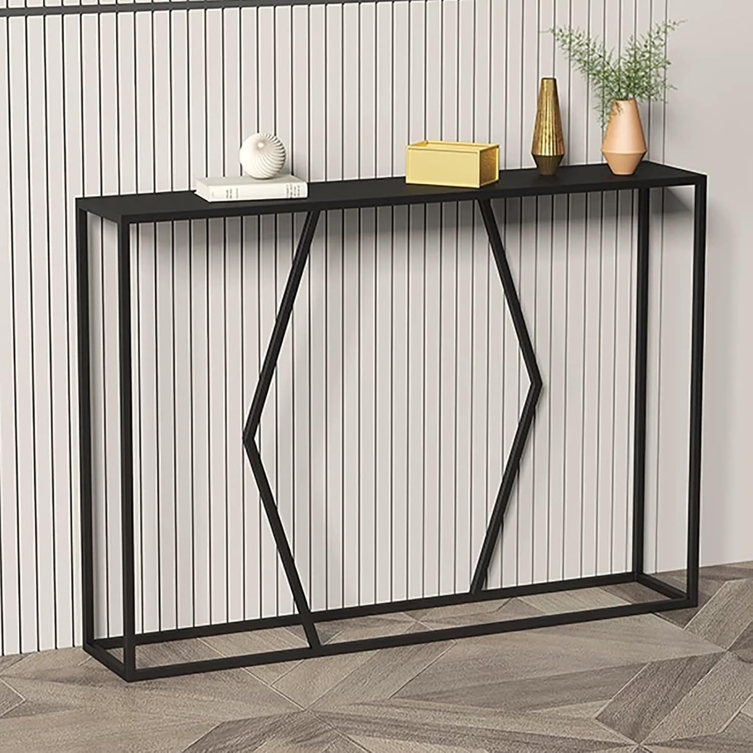 Narrow Console Table Industrial Kitchen Dining Breakfast Counter Furniture Accent Table for Living Room Hallway Foyer Corridor Office(100x20x75cm)