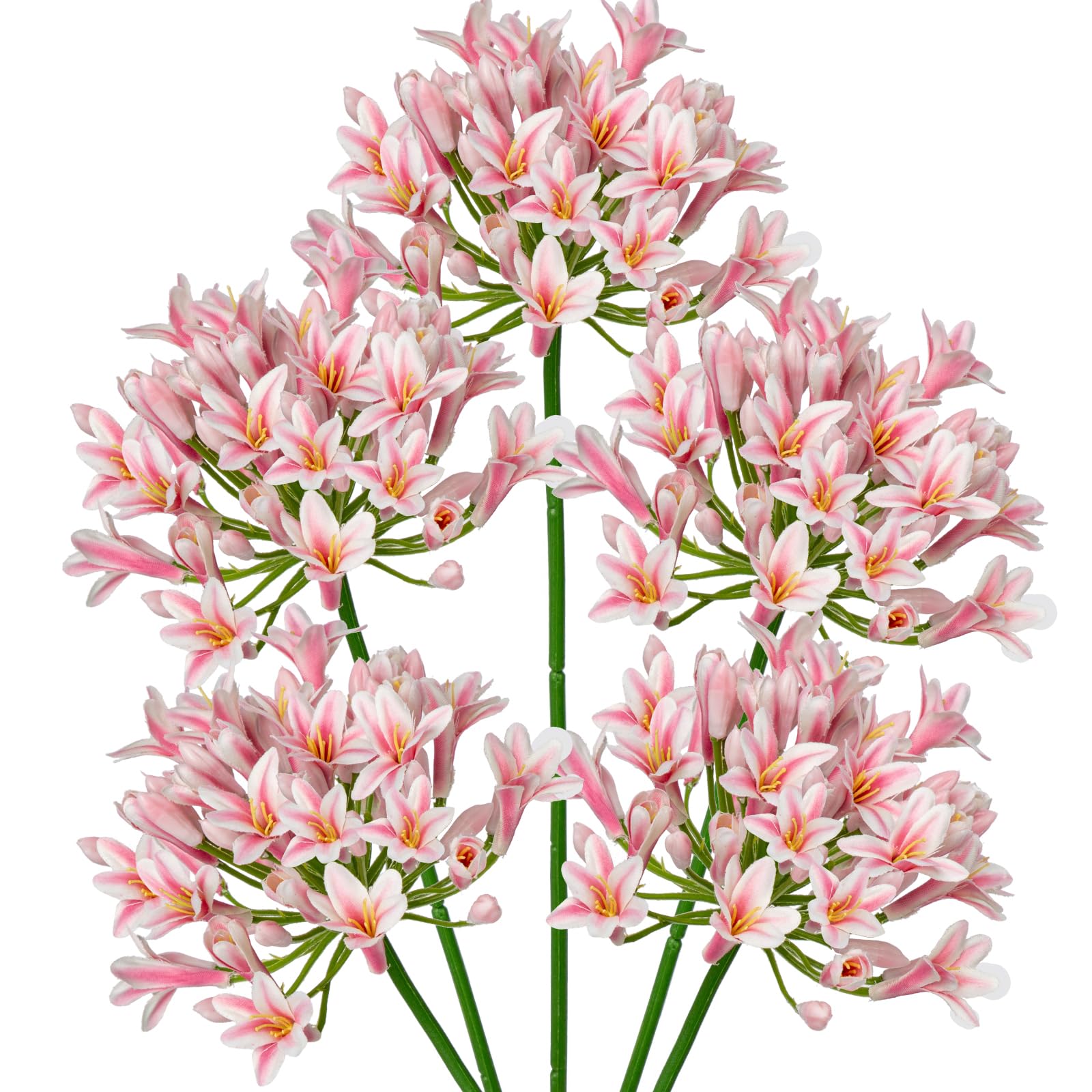 Briful 5PCS 30" Tall Artificial Flowers Agapanthus Silk Flowers Pink Artificial Flowers for Decoration 77cm Fake Agapanthus Flowers Stem for Home Kitchen Decor