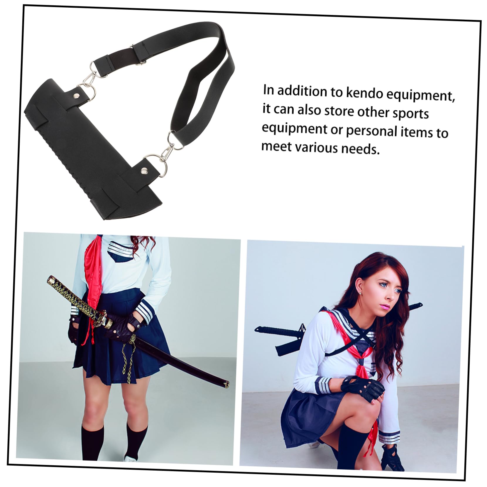 Toddmomy Sword Backpack Sword Frog Holder Soft Comfortable Artificial Leather for Cosplay Events
