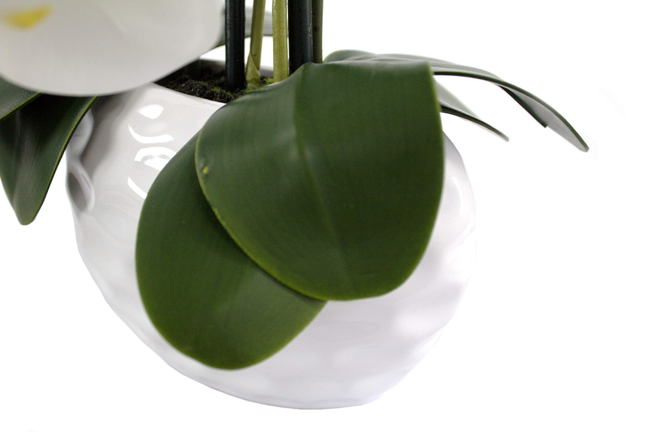 Kunstpflanze Orchidee XL mit Keramiktopf - ca. 53cm hoch (Blüten weiß - Topf weiß)