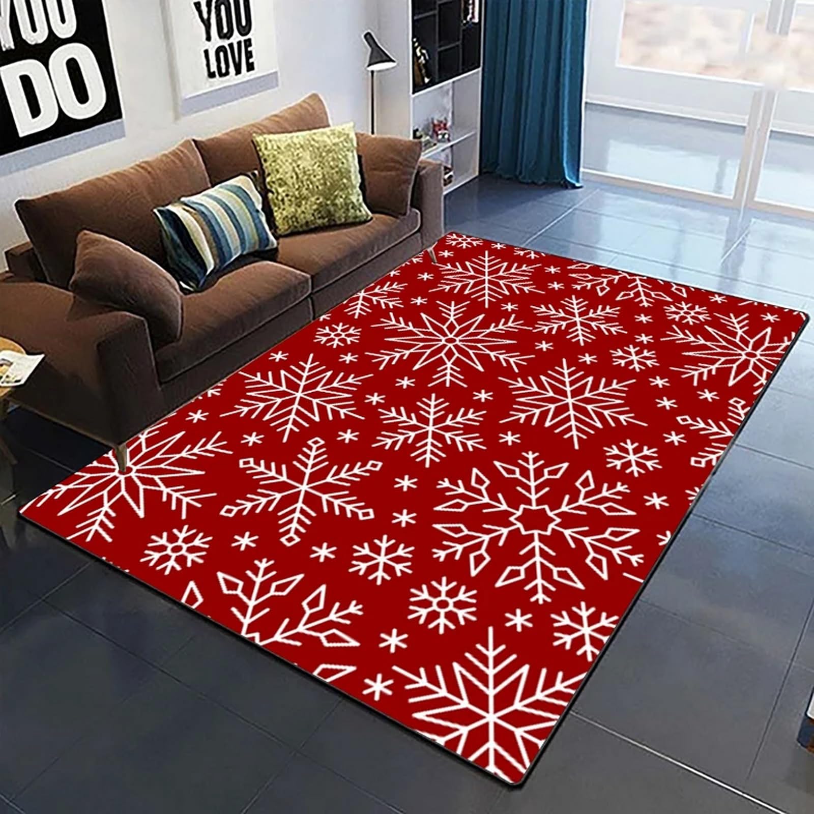 Tapis flanelle Noël fleurs d'hiver 3D haut de gamme 160x230 cm