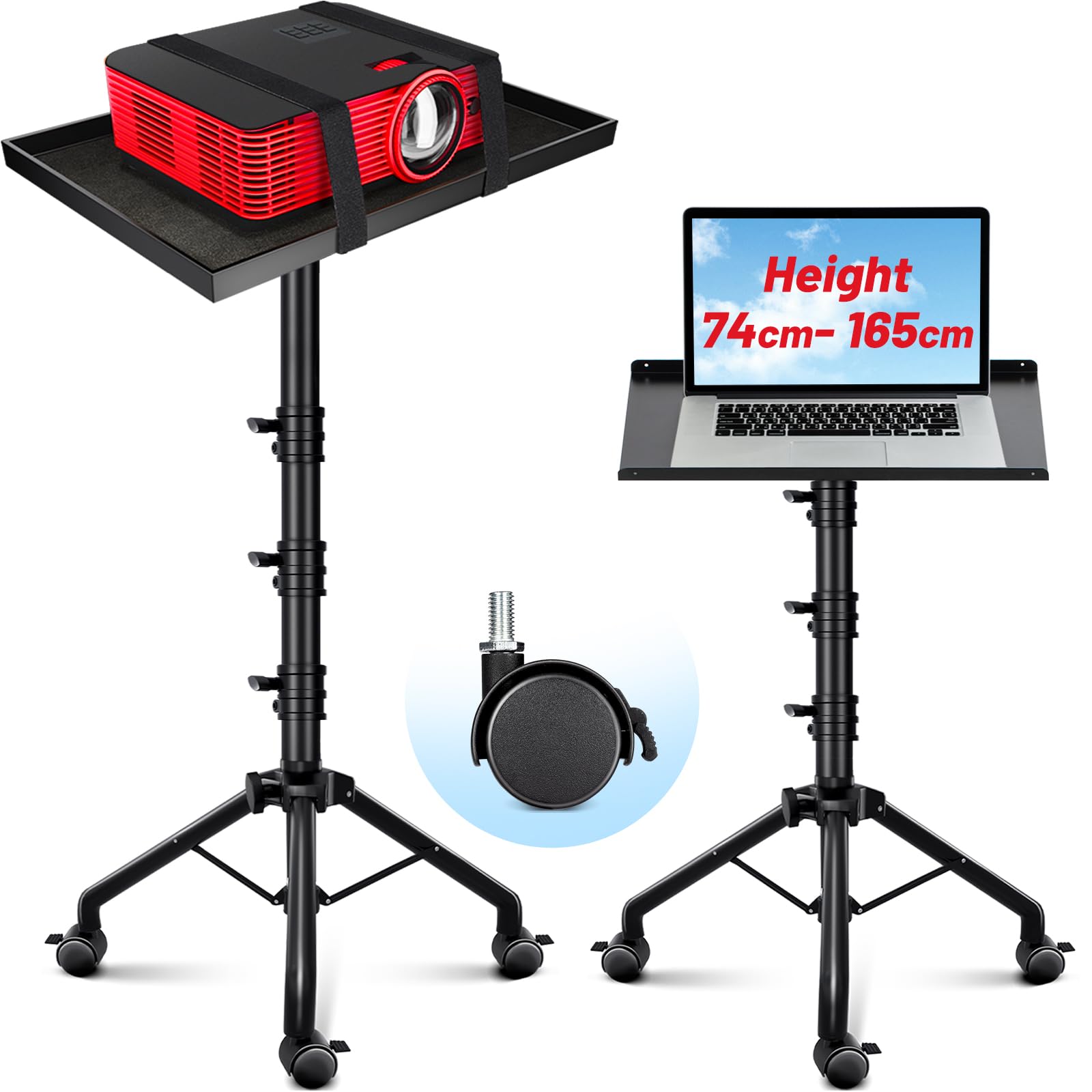 CAHAYA Projector Stand Floor Universal: Removable Stand Adjustable Height For Projectors with Wheels