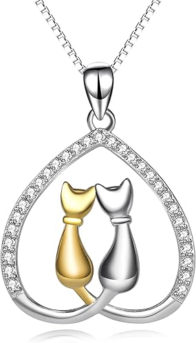 YFN Collar de plata de ley con diseño de gato para mujeres y amantes de los gatos regalo para niñas de 18 pulgadas