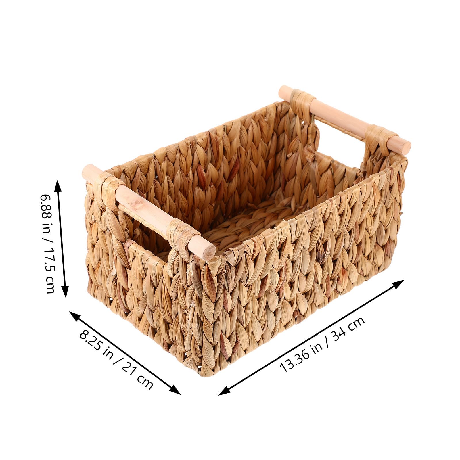 UKCOCO Cesta Tejida Organizadora, Cestas Organizadoras de Madera E Hierro, con Asa, Estilo Rústico y Natural, para Guardar Revistas en Casa