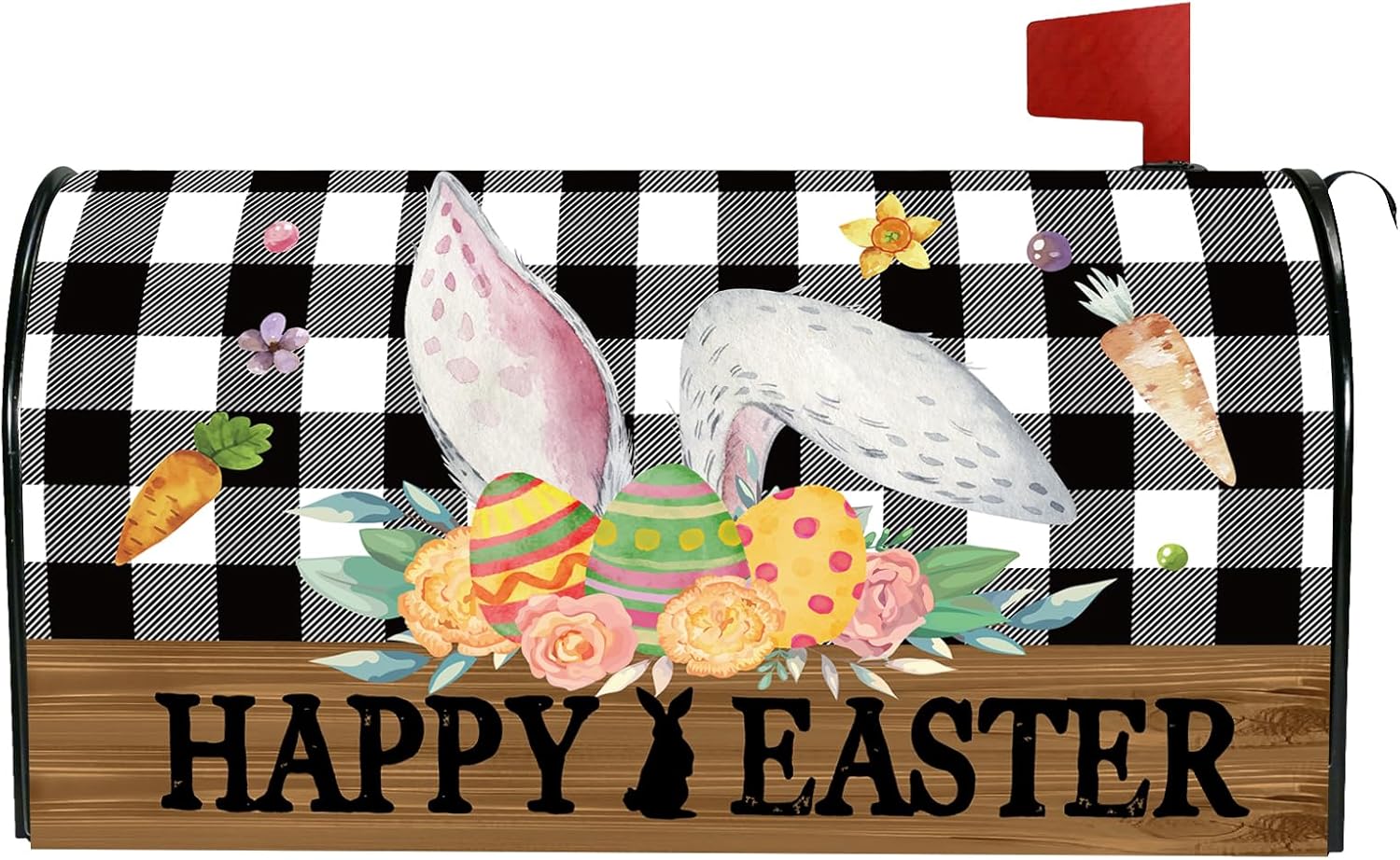 Easter Mailbox Cover Magnetic Cute Rabbit Colorful Eggs Decorative Waterproof Spring Holiday Mailbox Wraps Post Letter Box Cover for Outdoor Garden Yard Home Decor Outside Standard Size 18x21 in